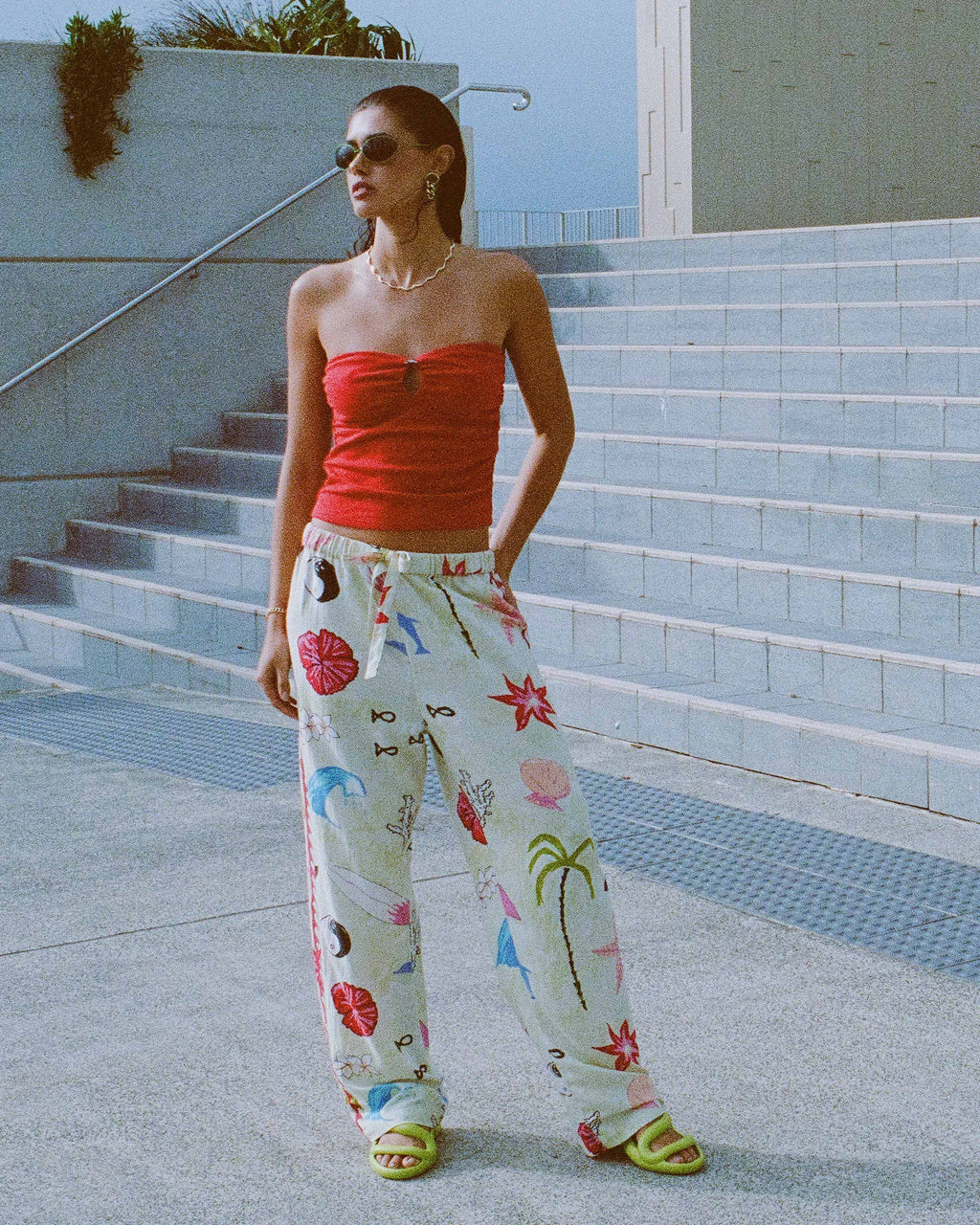 Billabong Lottie Hall Woven Elastic Waist Pants - Sunny Lime
