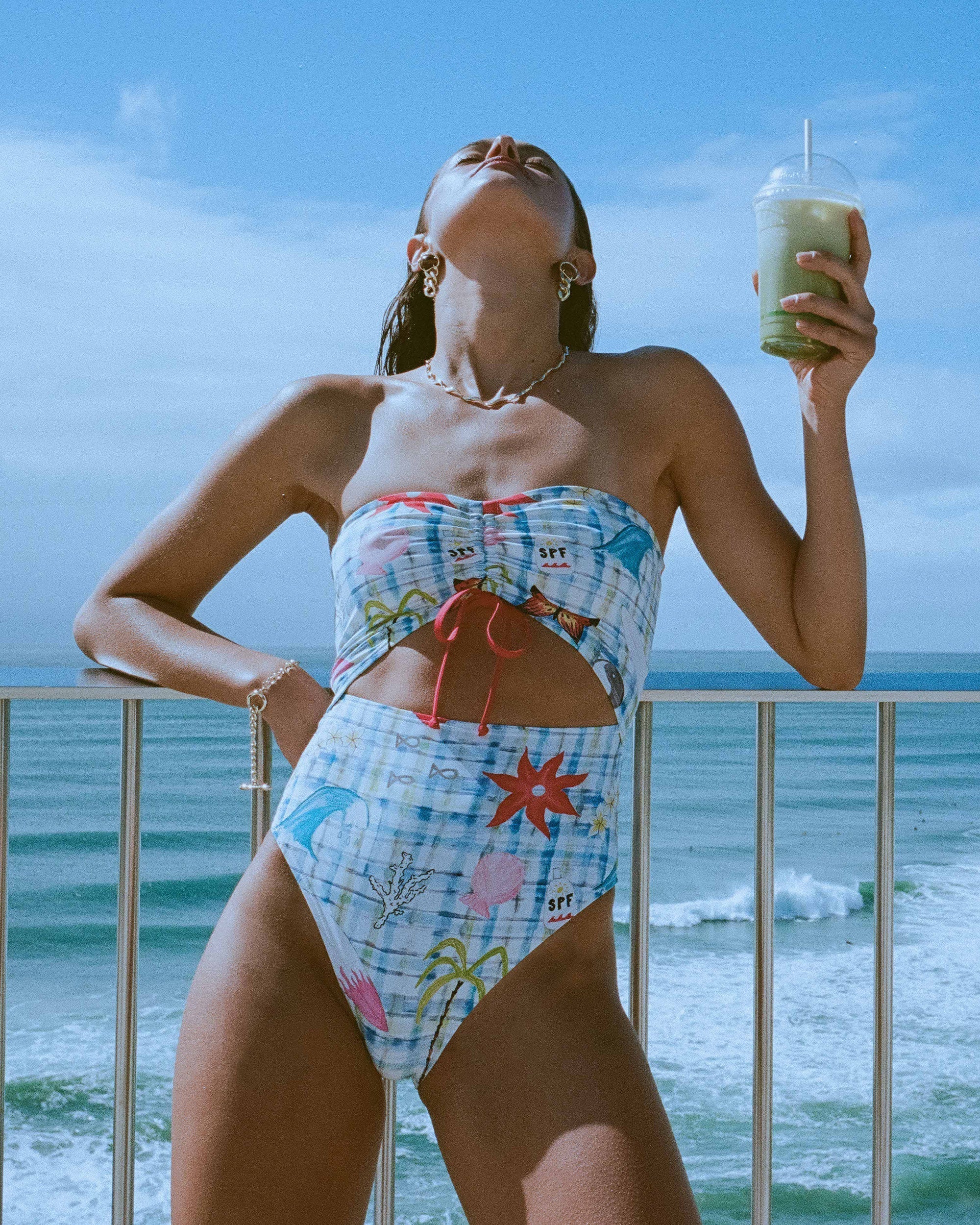 Billabong Lottie Hall Summer Bandeau One-piece Swimsuit - White Multi