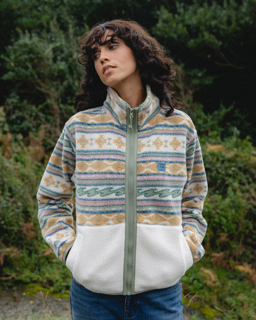 Billabong A/Div Rock Jetty Mock Neck Zip Sherpa Fleece - Whitecap