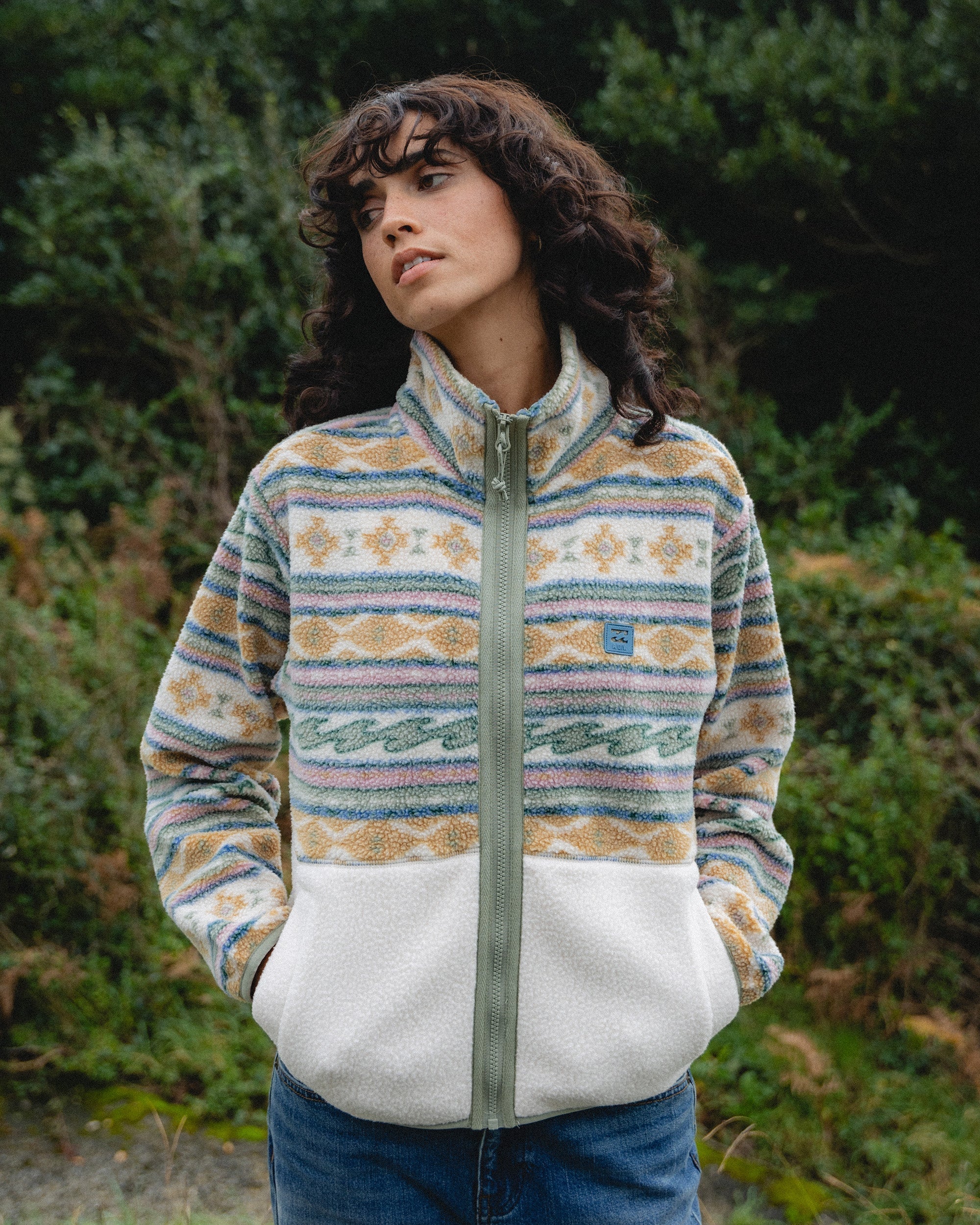 Billabong A/Div Rock Jetty Mock Neck Zip Sherpa Fleece - Whitecap