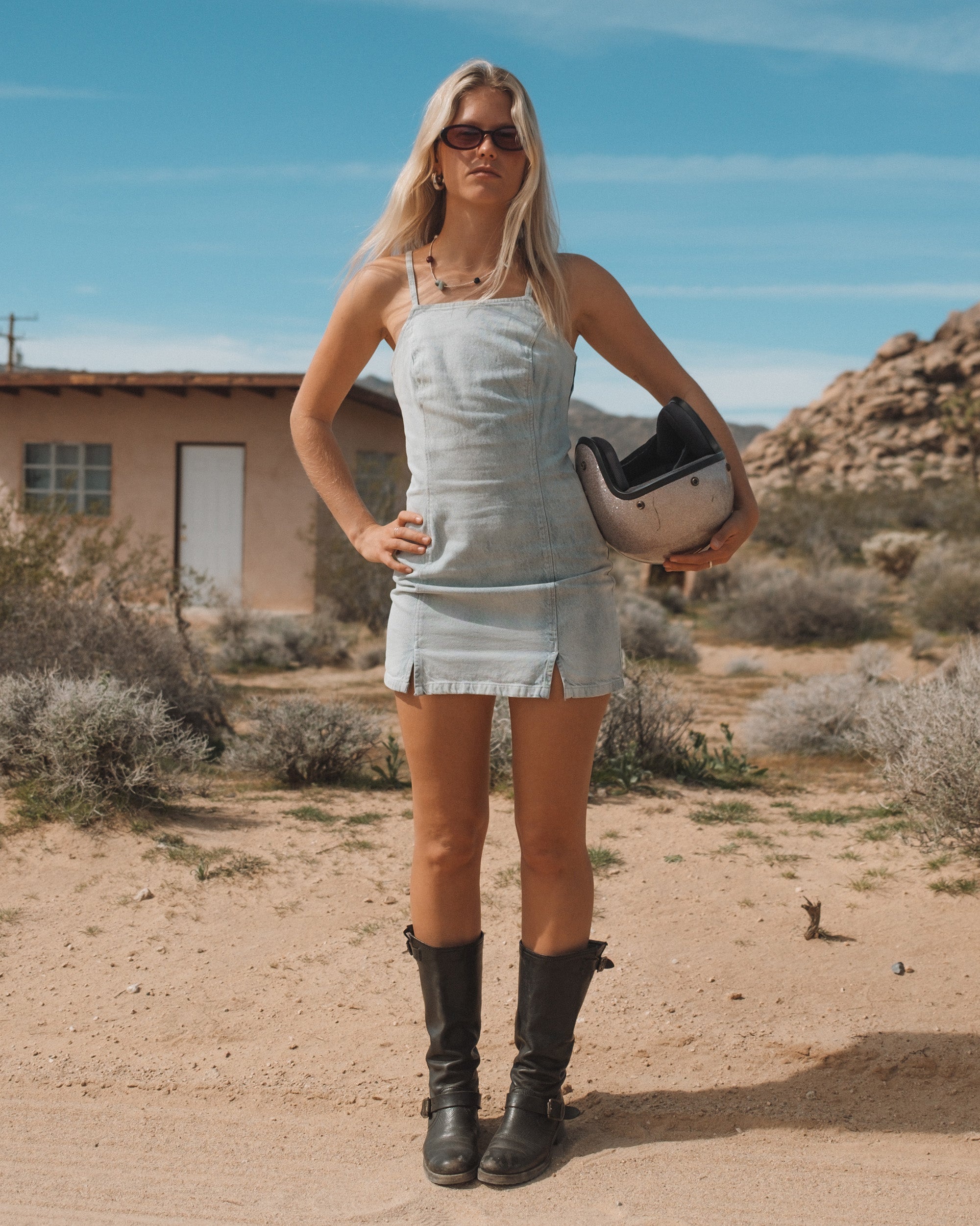 Billabong Jade Saltwashed Denim Dress - Blue Mist