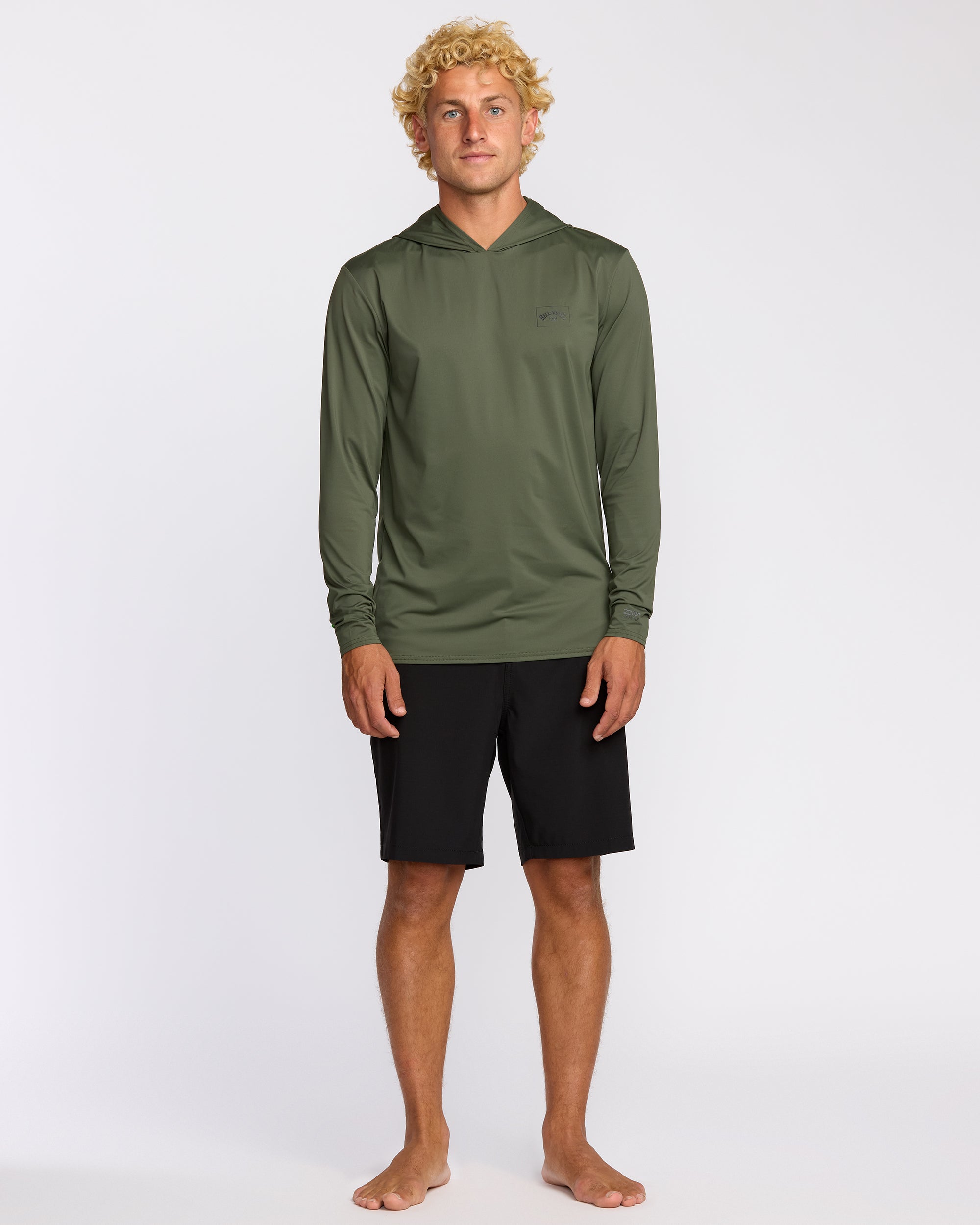 Billabong Arch Mesh Long Sleeve Hooded Surf Tee - Dark Military