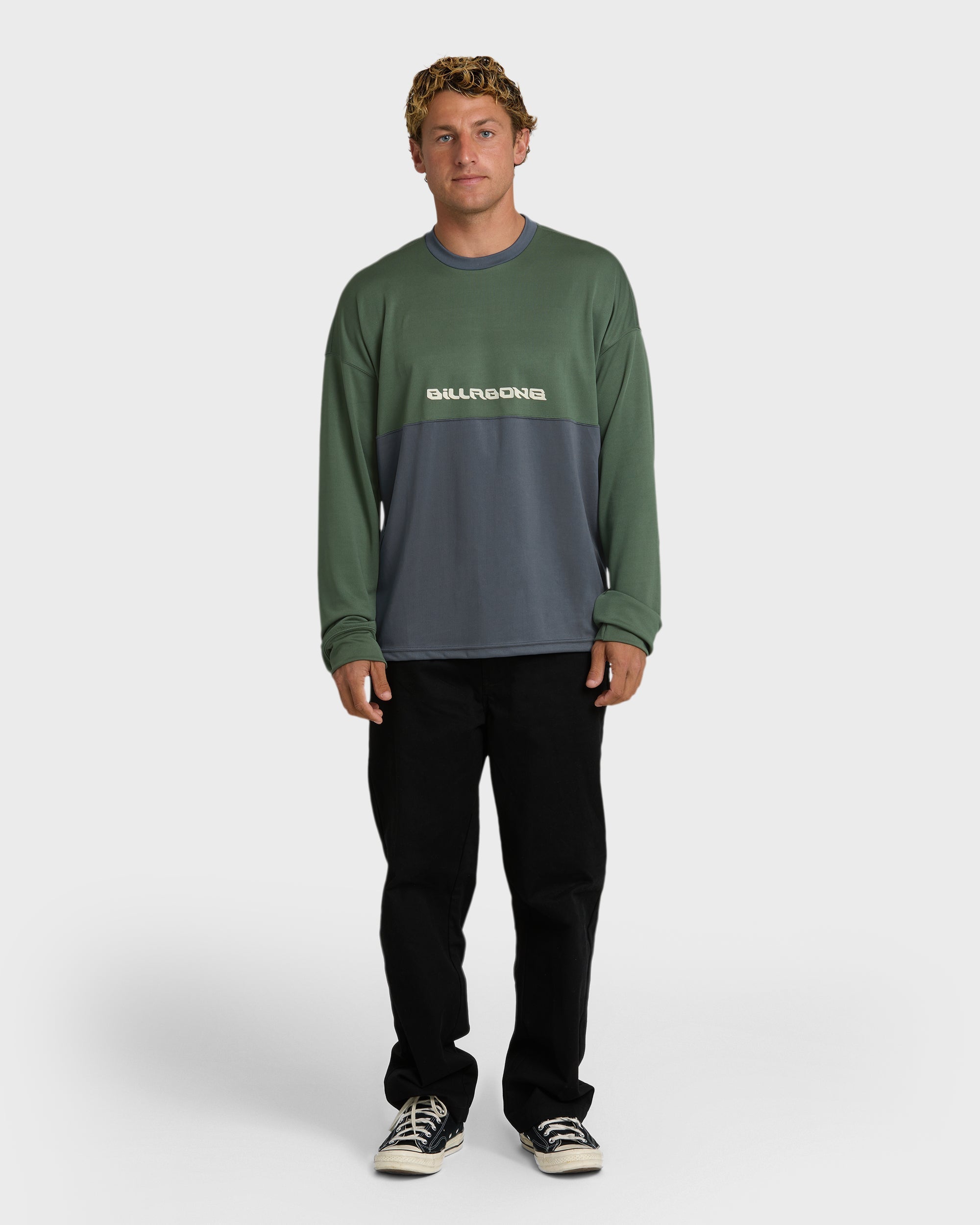 Billabong Deep Fake Crew Long Sleeve Knit Top - Hunter Green