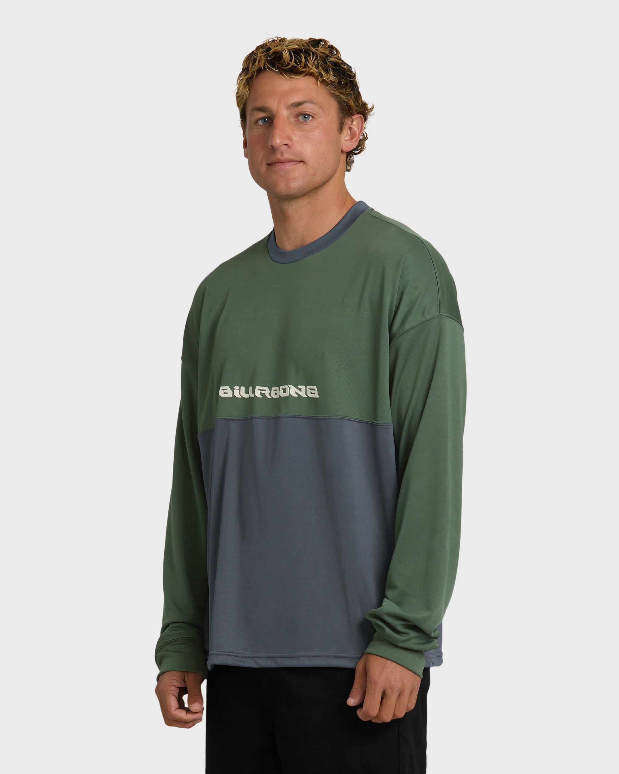 Billabong Deep Fake Crew Long Sleeve Knit Top - Hunter Green