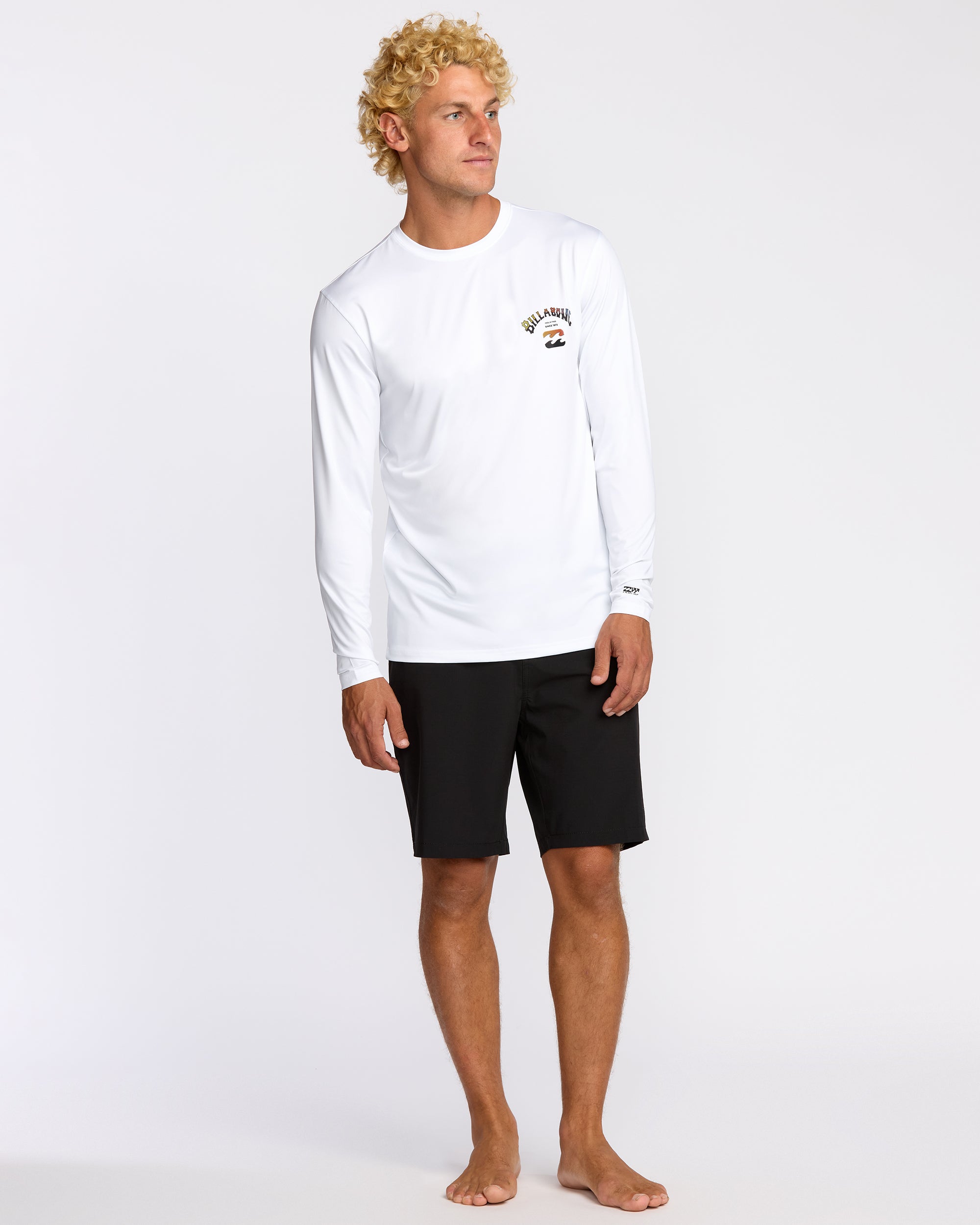 Billabong Arch Fade Loose Fit Long Sleeve Surf T-Shirt - White