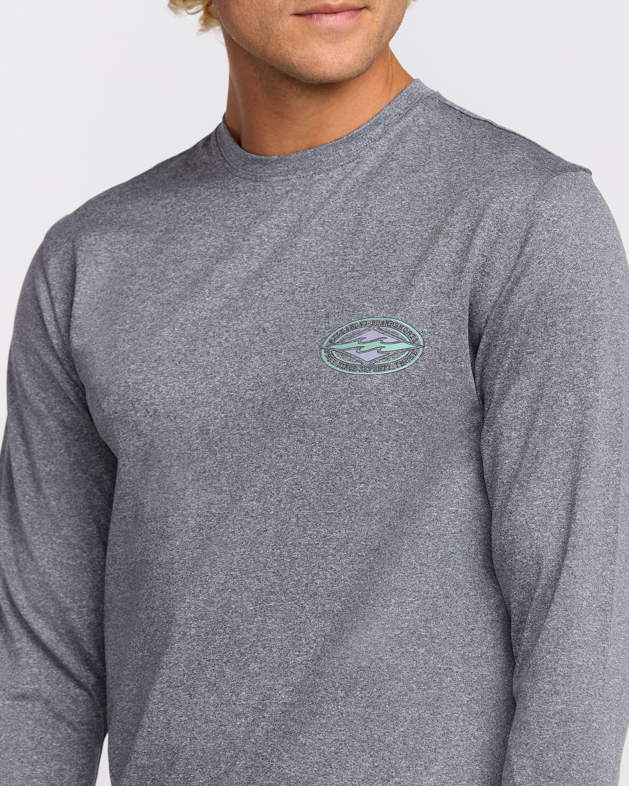 Billabong Diamond Vision Loose Fit Long Sleeve Surf T-Shirt - Grey Htr