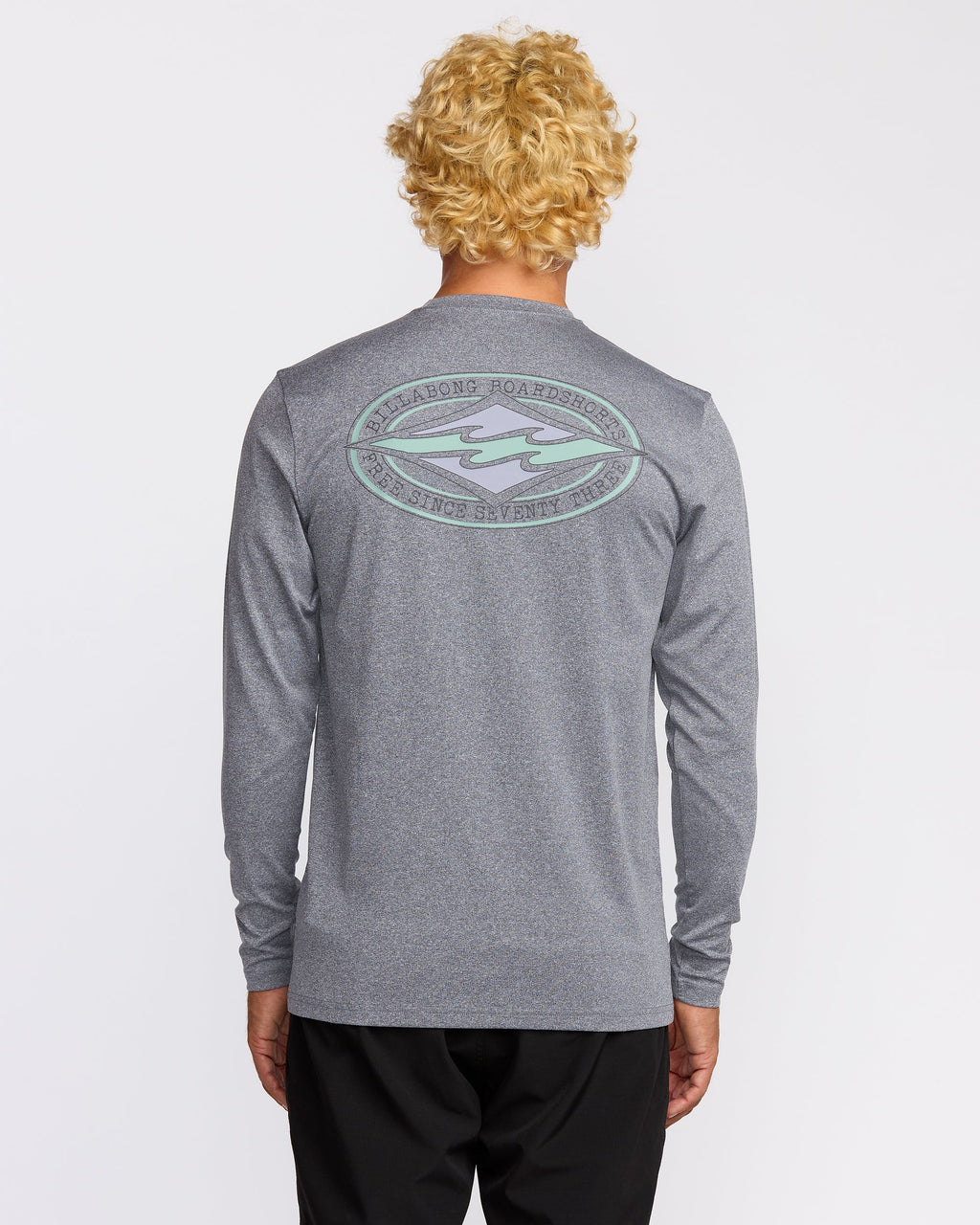 Billabong Diamond Vision Loose Fit Long Sleeve Surf T-Shirt - Grey Htr