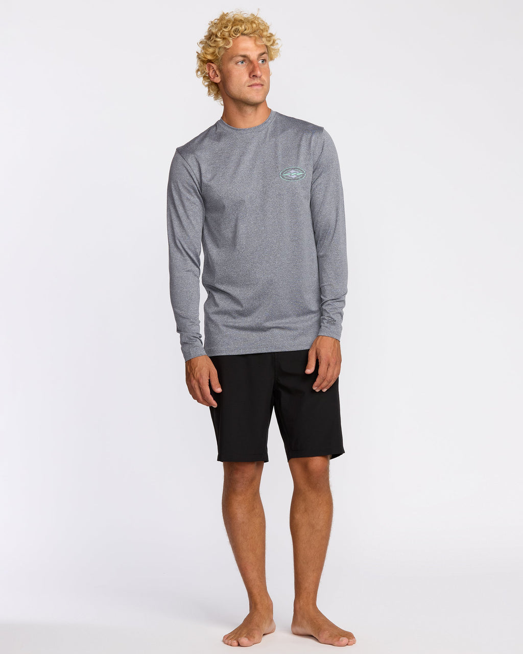Billabong Diamond Vision Loose Fit Long Sleeve Surf T-Shirt - Grey Htr