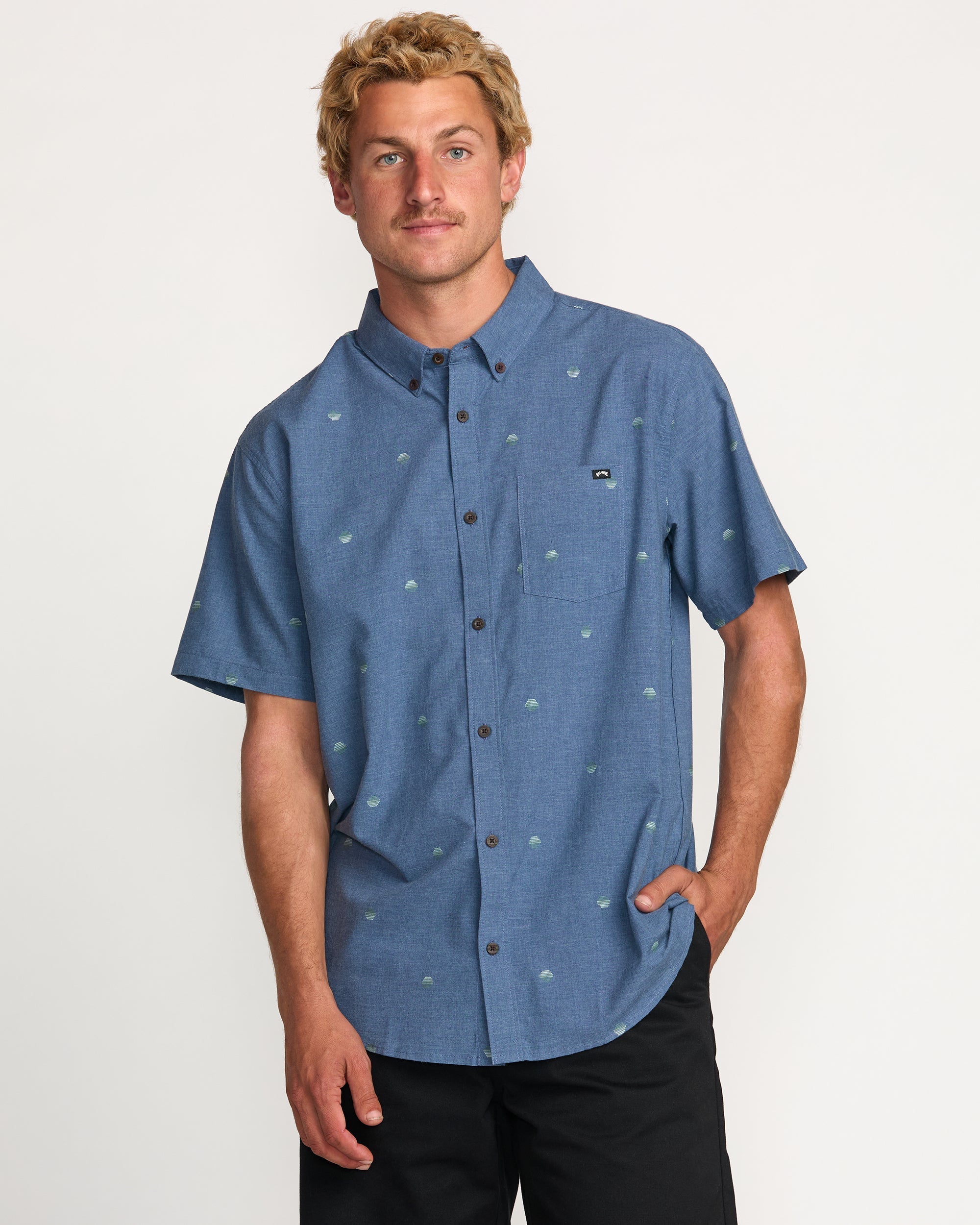 Billabong All Day Jacquard Short Sleeve Shirt - Deep Blue