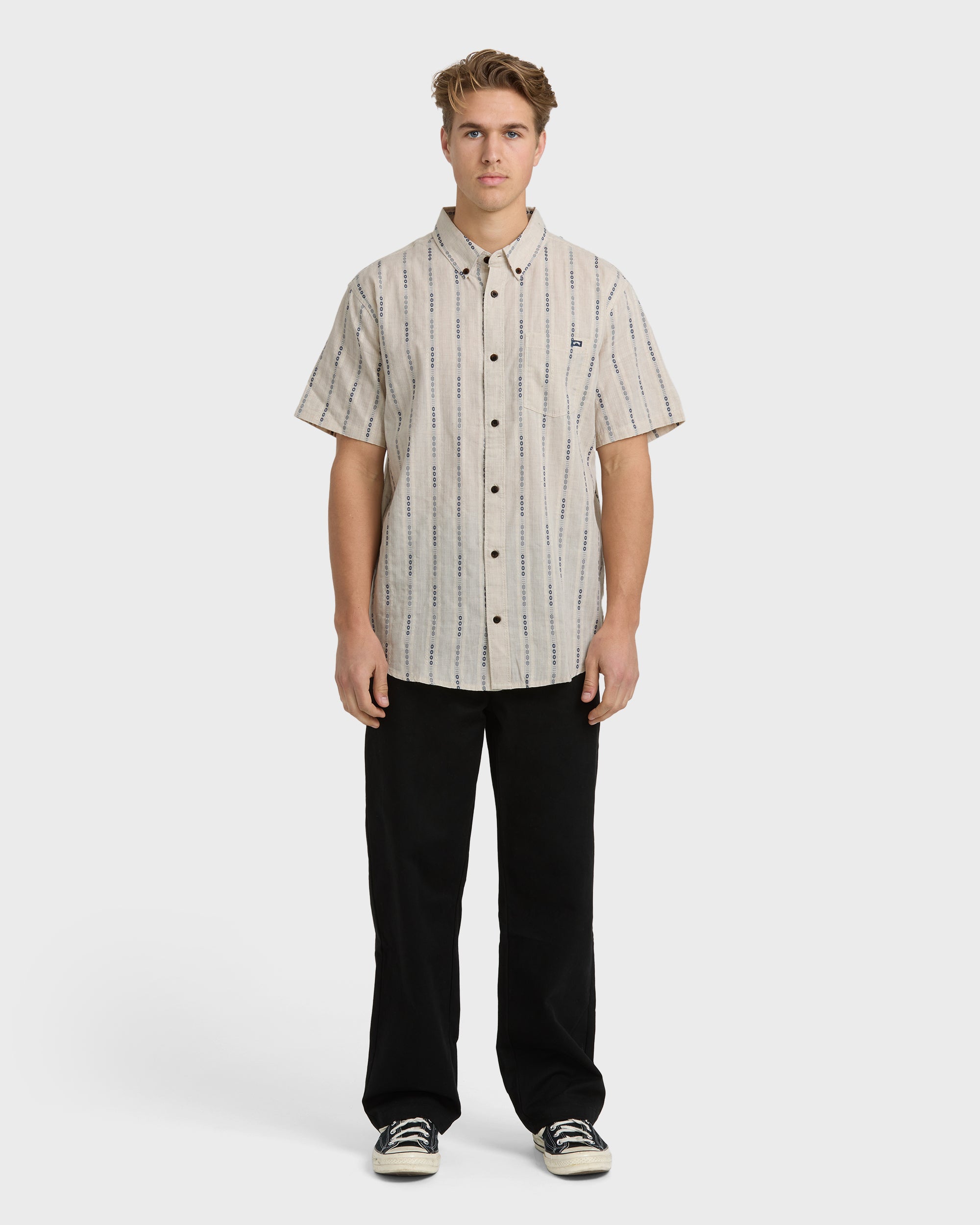 Billabong All Day Jacquard Short Sleeve Shirt - Stone