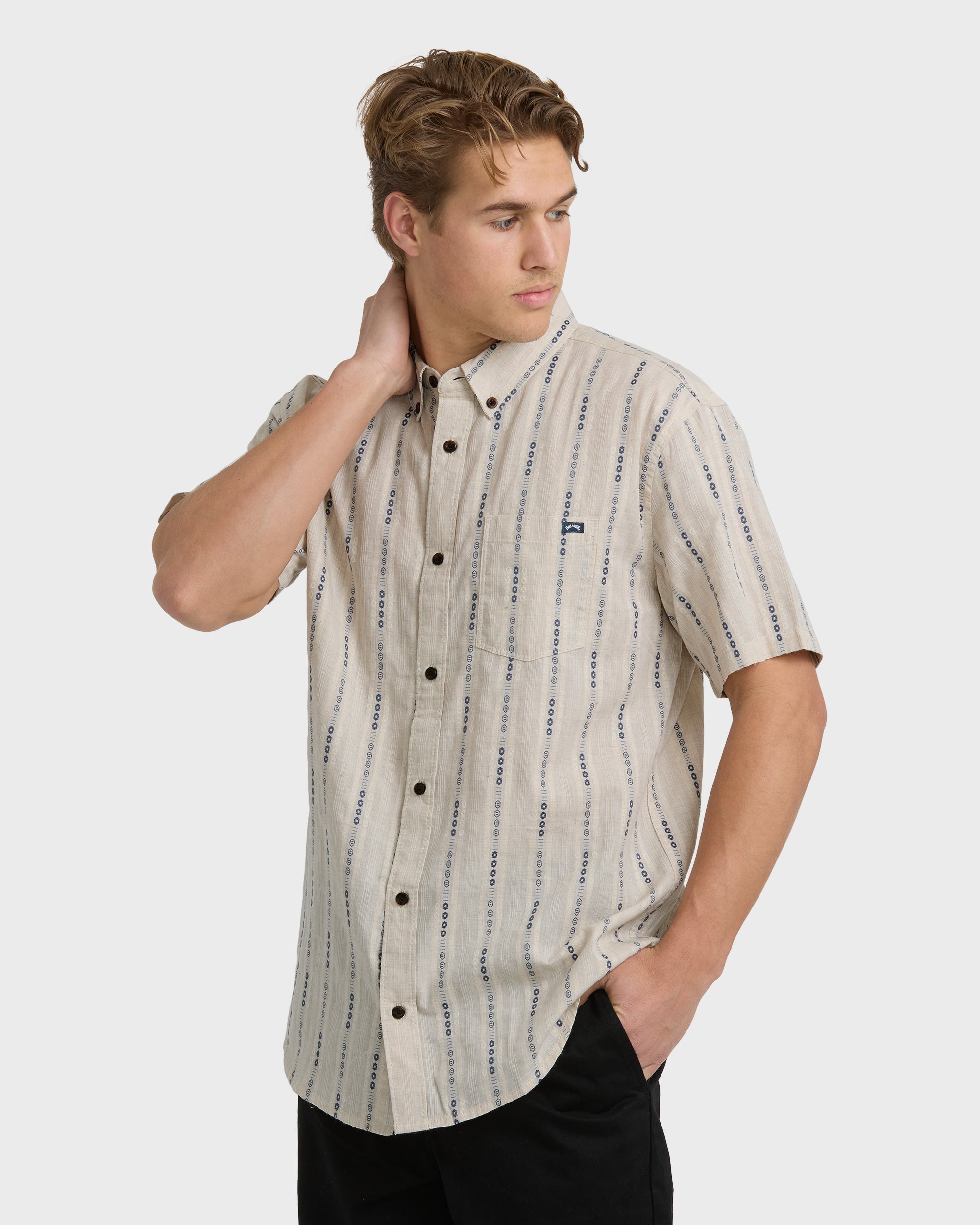 Billabong All Day Jacquard Short Sleeve Shirt - Stone