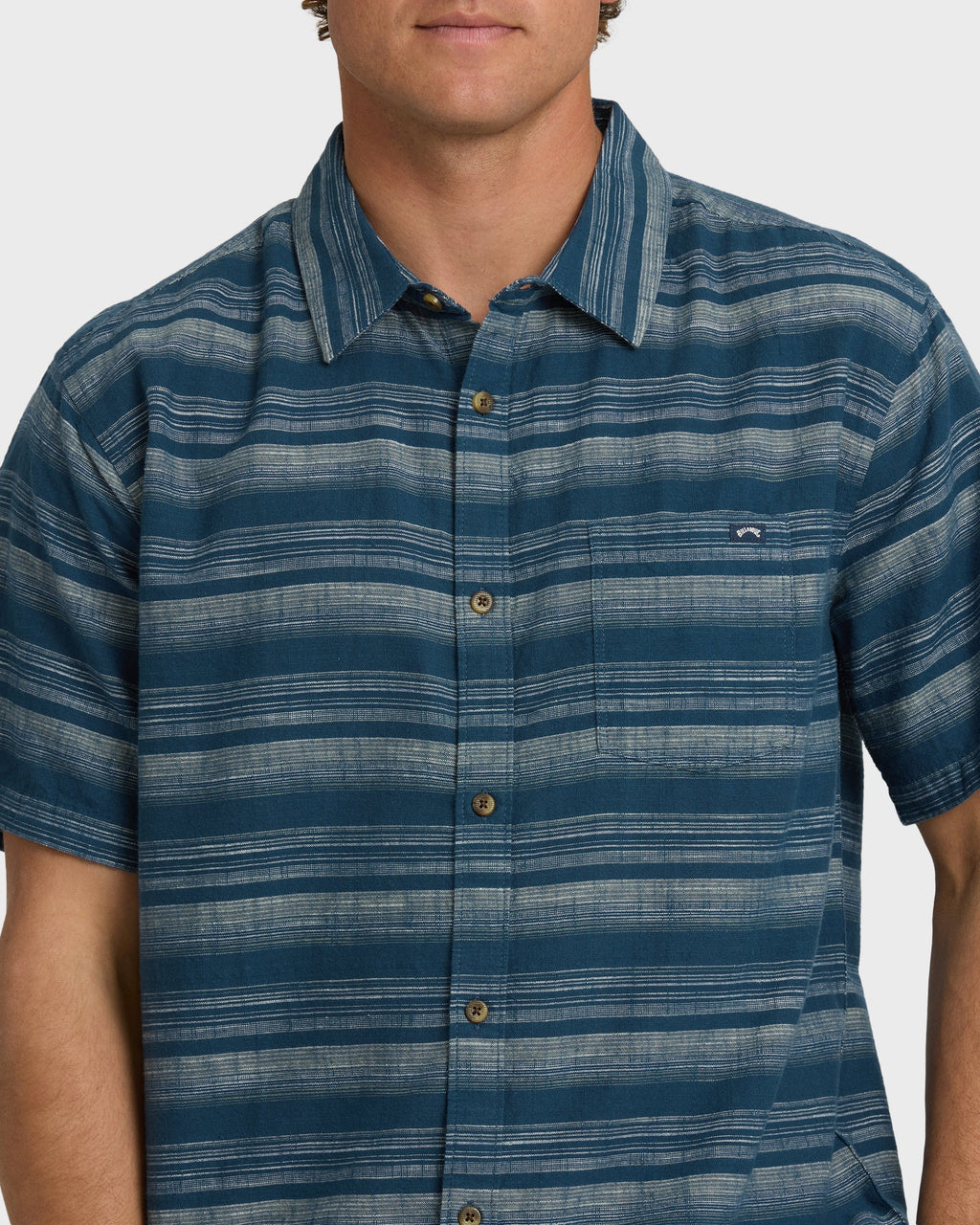 Billabong All Day Stripe Short Sleeve Shirt - Dark Denim