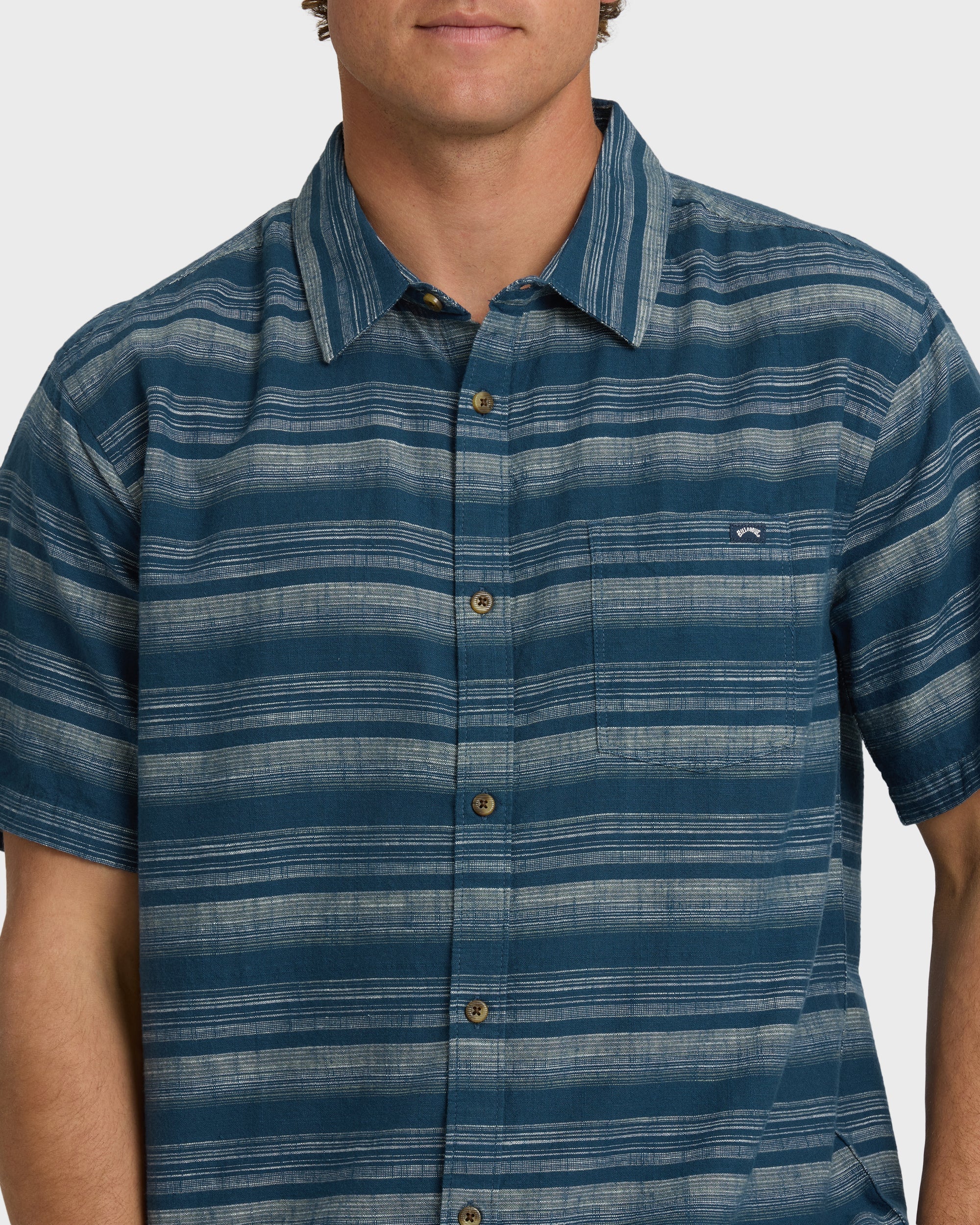 Billabong All Day Stripe Short Sleeve Shirt - Dark Denim