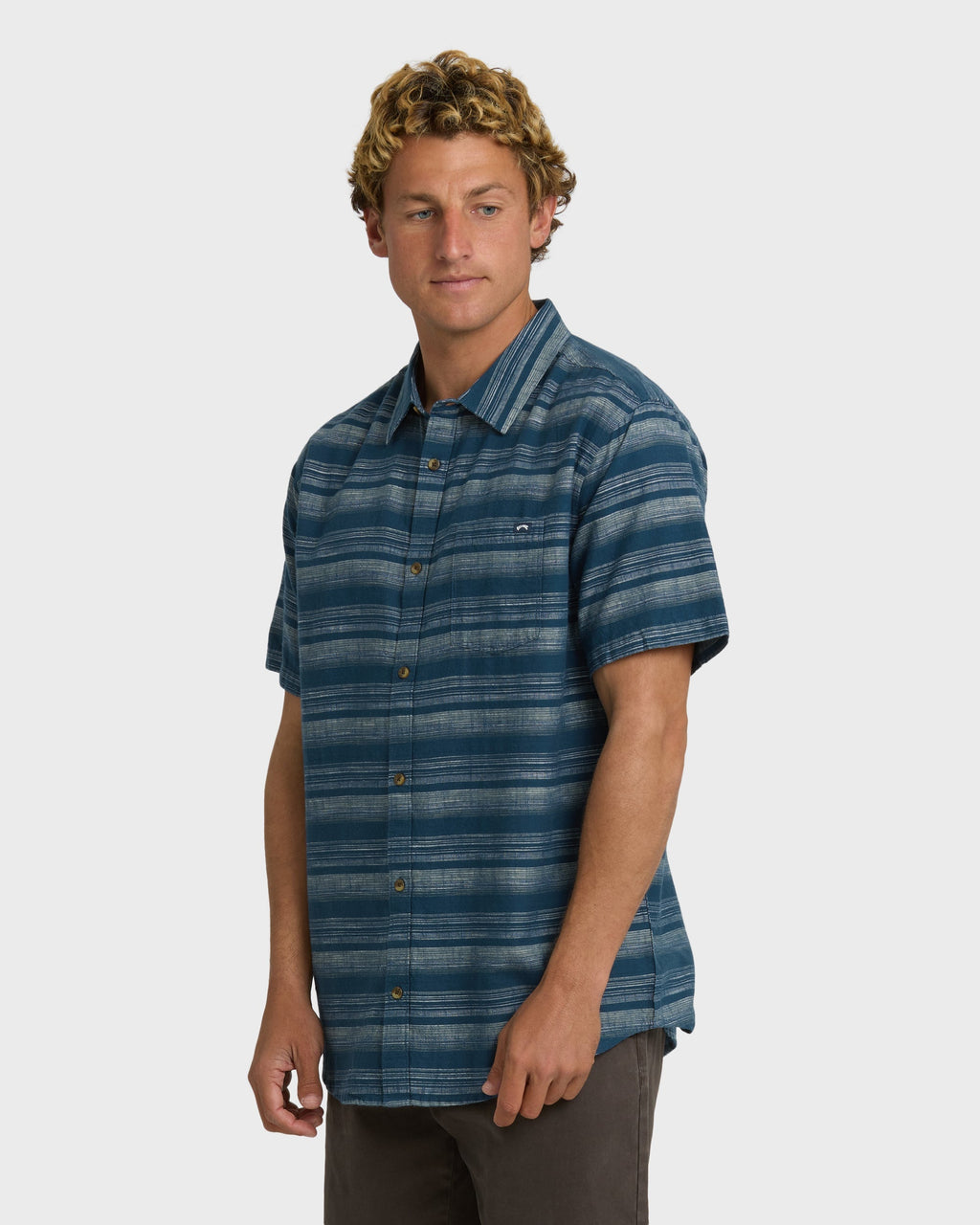 Billabong All Day Stripe Short Sleeve Shirt - Dark Denim