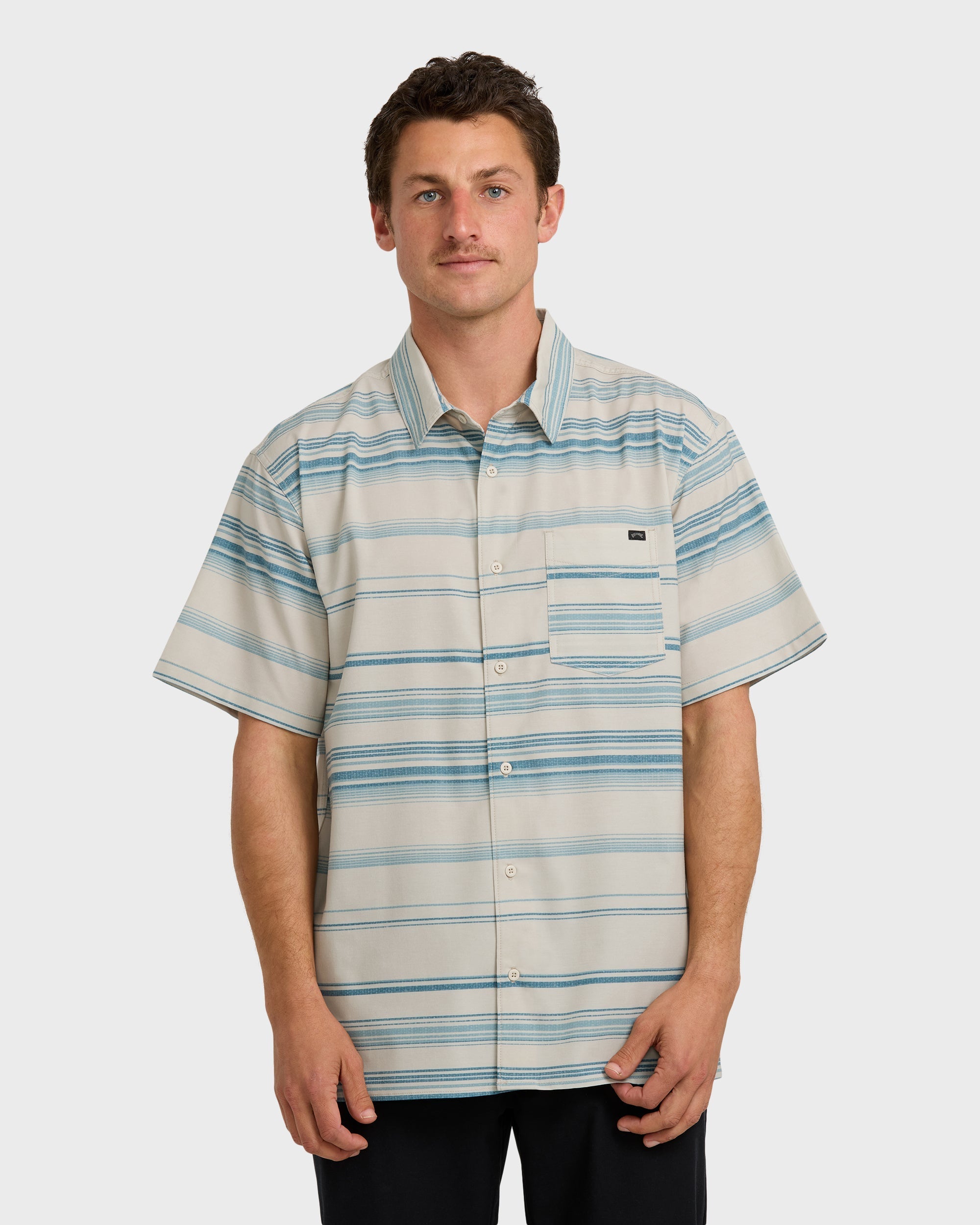 Billabong All Day Stripe Short Sleeve Shirt - Dusty Blue