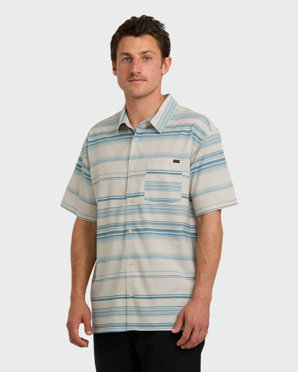 Billabong All Day Stripe Short Sleeve Shirt - Dusty Blue