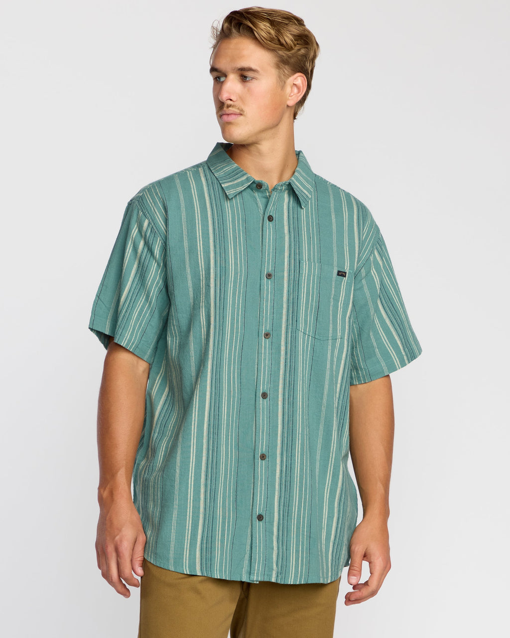 Billabong All Day Stripe Short Sleeve Shirt - Sage Green