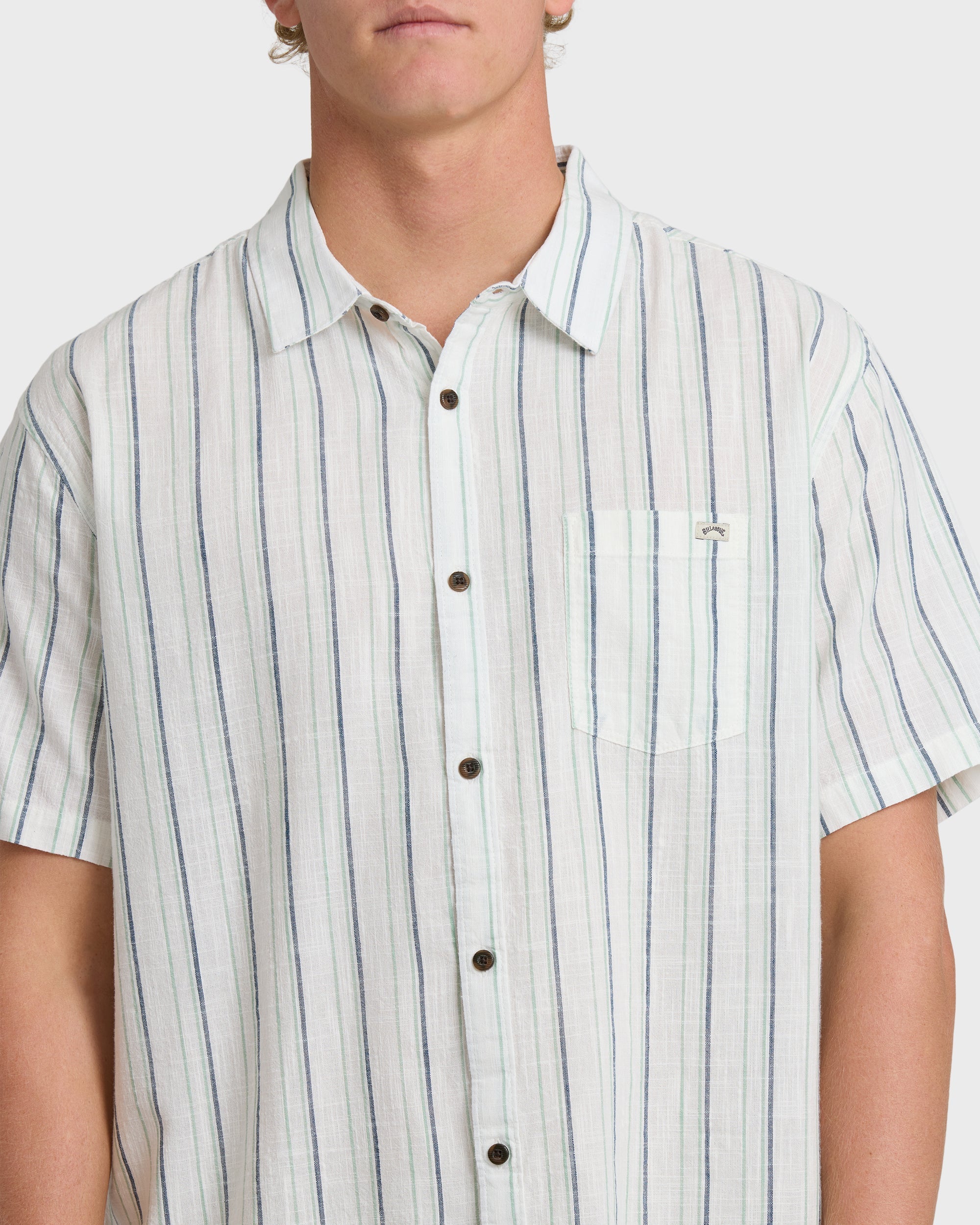 Billabong All Day Stripe Short Sleeve Shirt - Cream