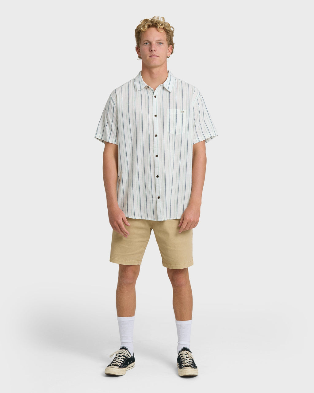 Billabong All Day Stripe Short Sleeve Shirt - Cream