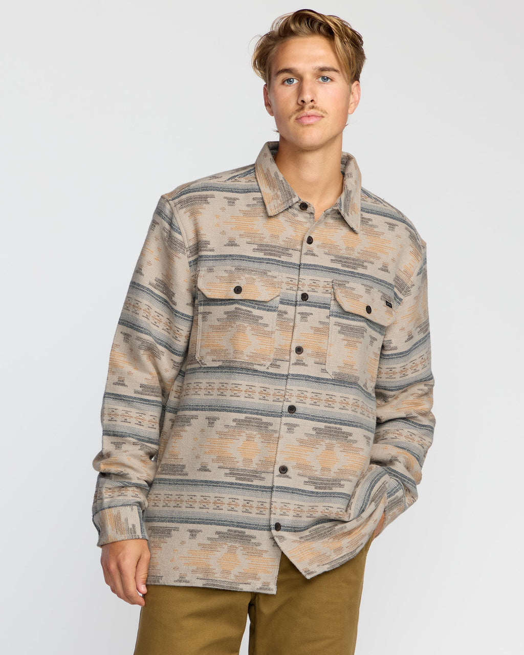 Billabong Offshore Jacquard Long Sleeve Flannel Shirt - Sand