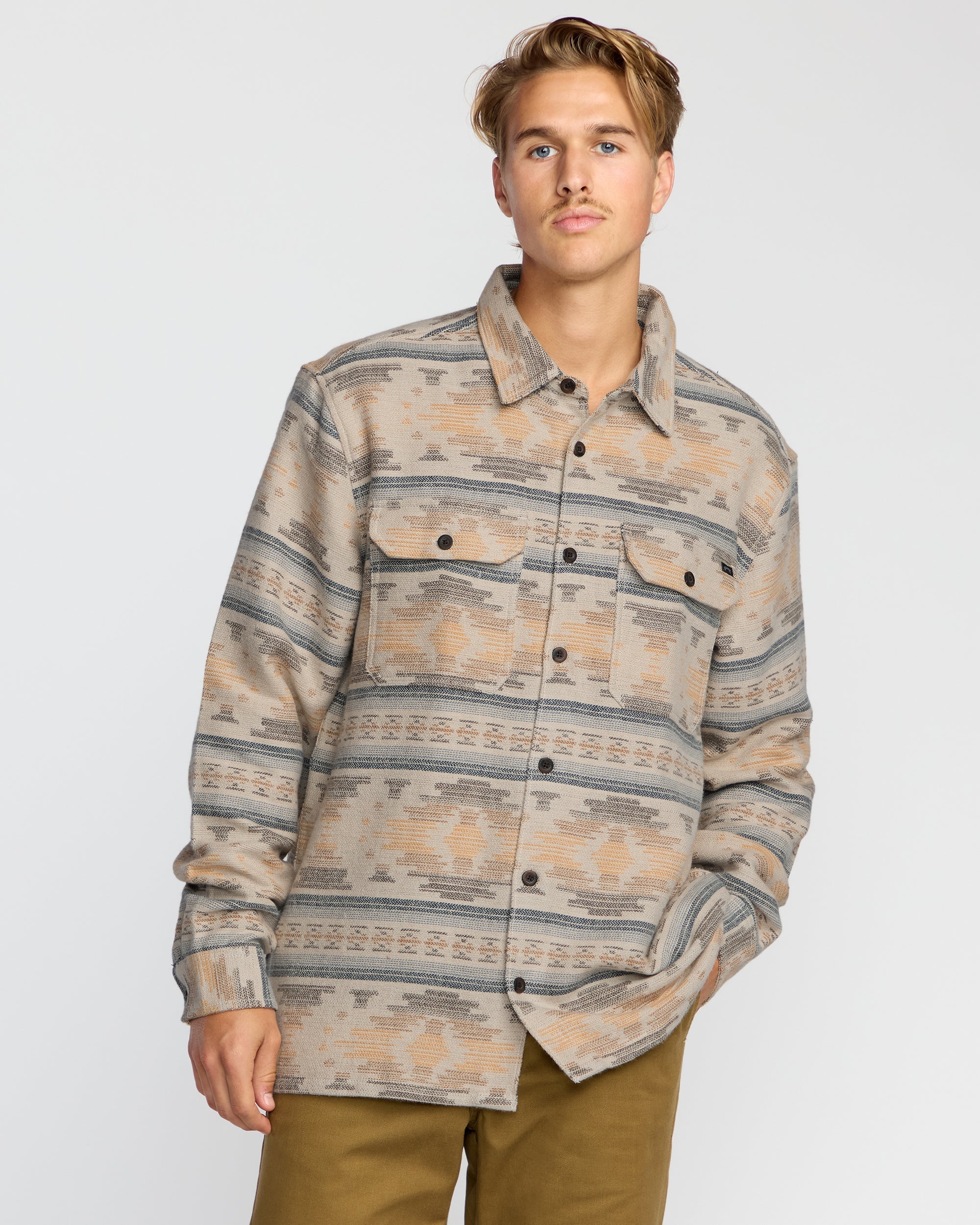 Billabong Offshore Jacquard Long Sleeve Flannel Shirt - Sand