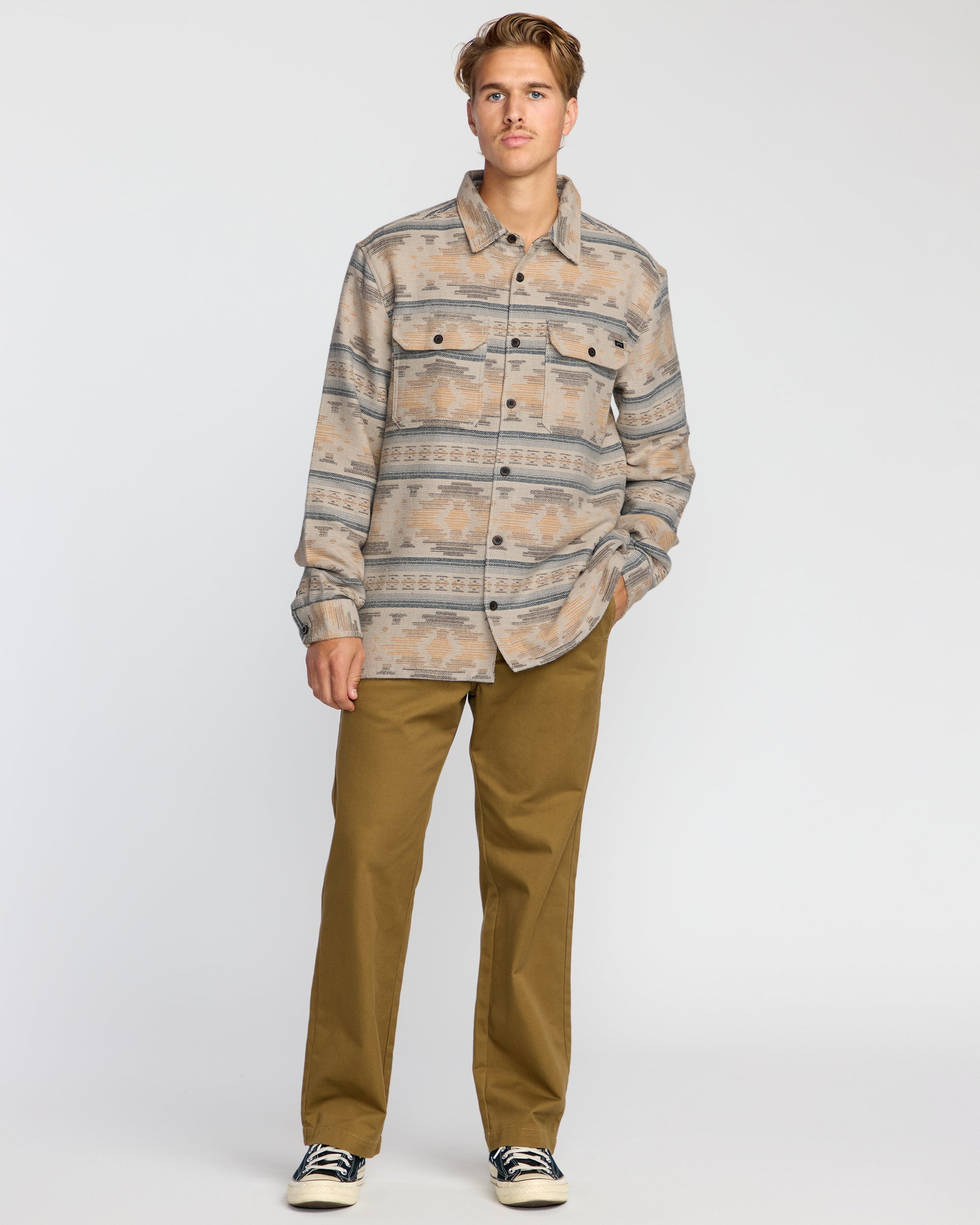 Billabong Offshore Jacquard Long Sleeve Flannel Shirt - Sand