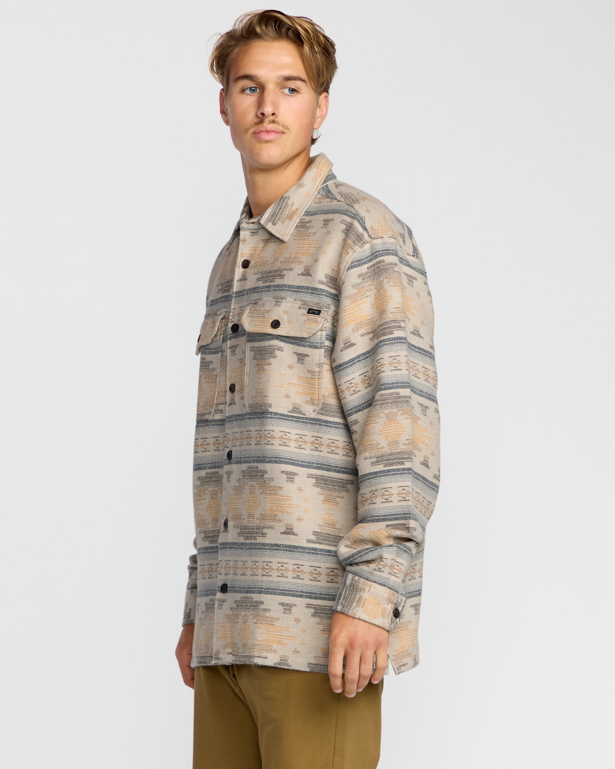 Billabong Offshore Jacquard Long Sleeve Flannel Shirt - Sand