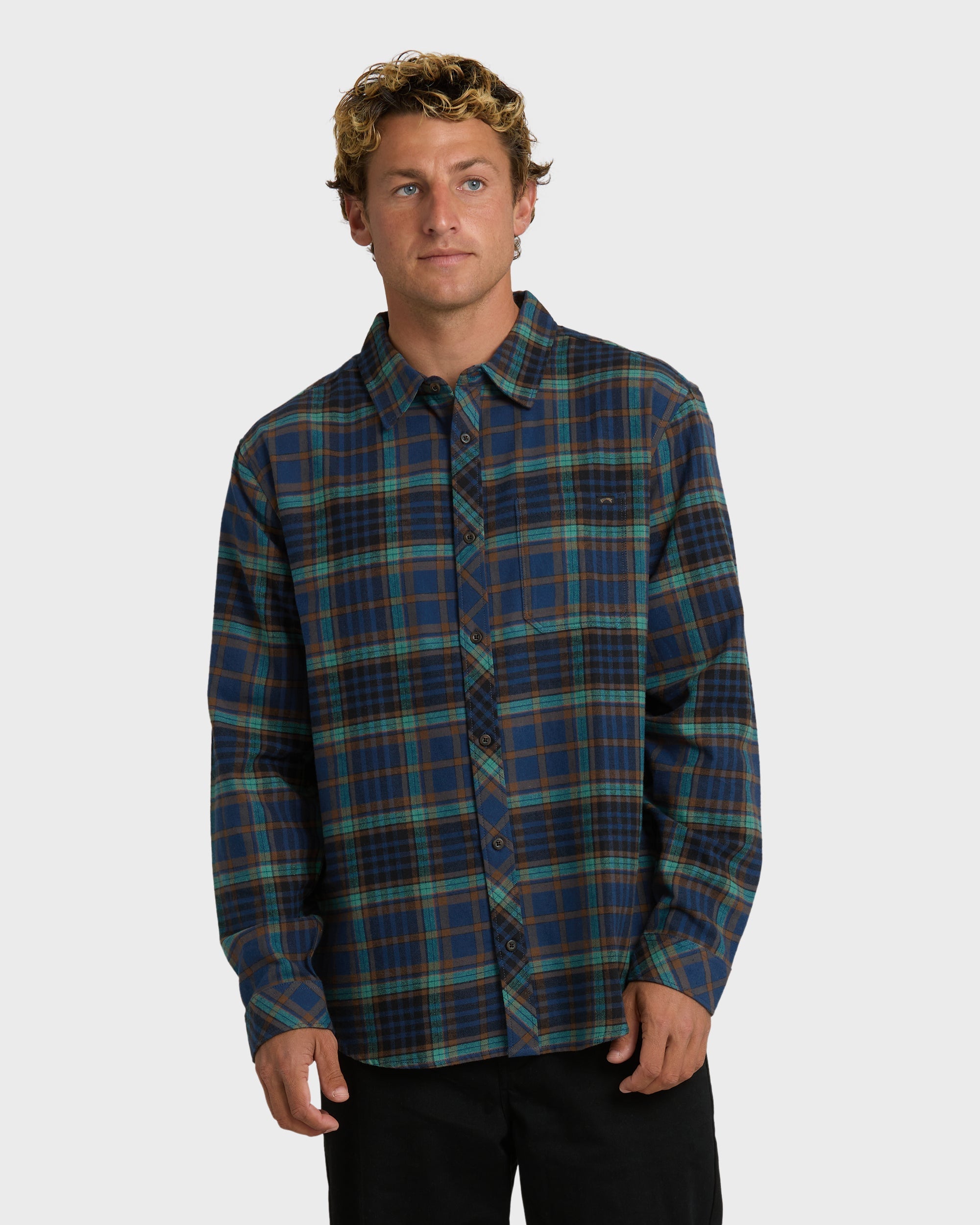Billabong Coastline Long Sleeve Flannel Shirt - Dark Denim