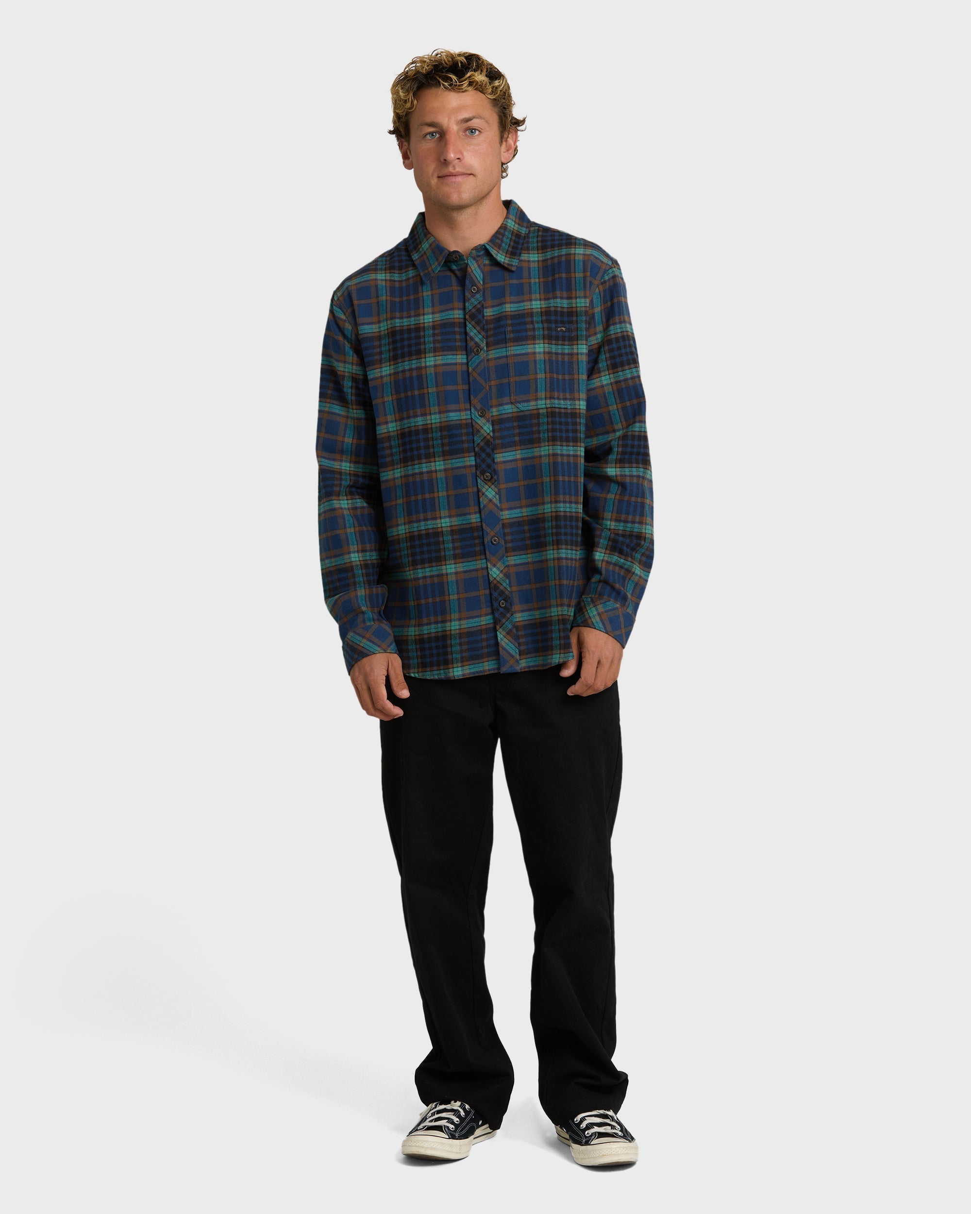 Billabong Coastline Long Sleeve Flannel Shirt - Dark Denim