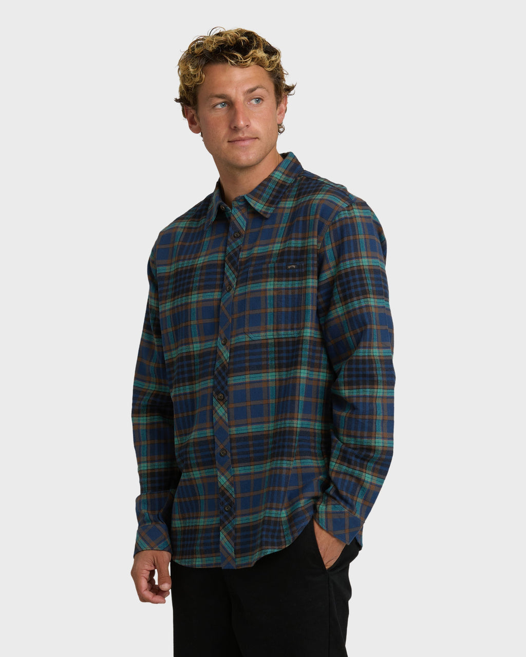 Billabong Coastline Long Sleeve Flannel Shirt - Dark Denim