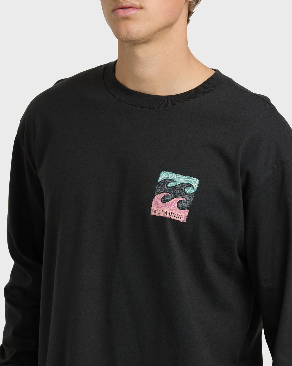 Billabong Crayon Wave Regular Long Sleeve T-Shirt - Washed Black