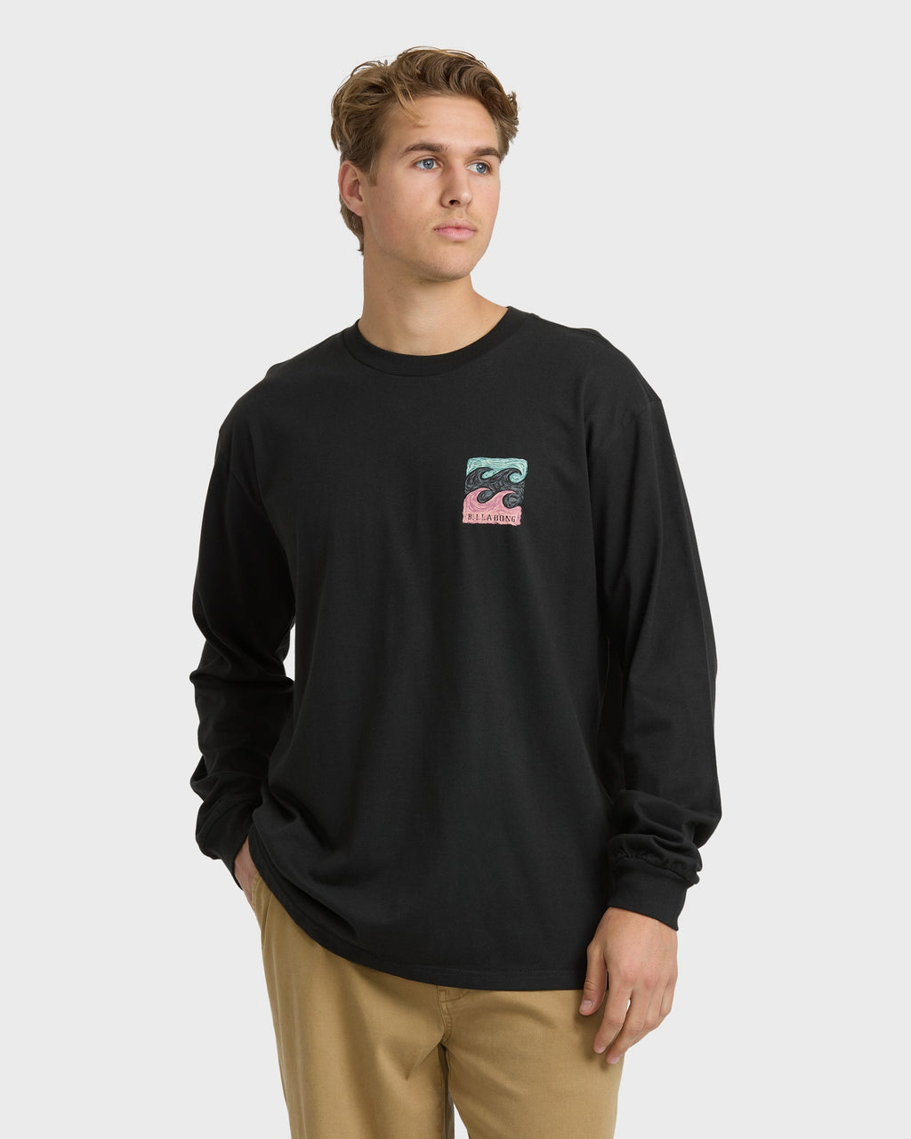 Billabong Crayon Wave Regular Long Sleeve T-Shirt - Washed Black