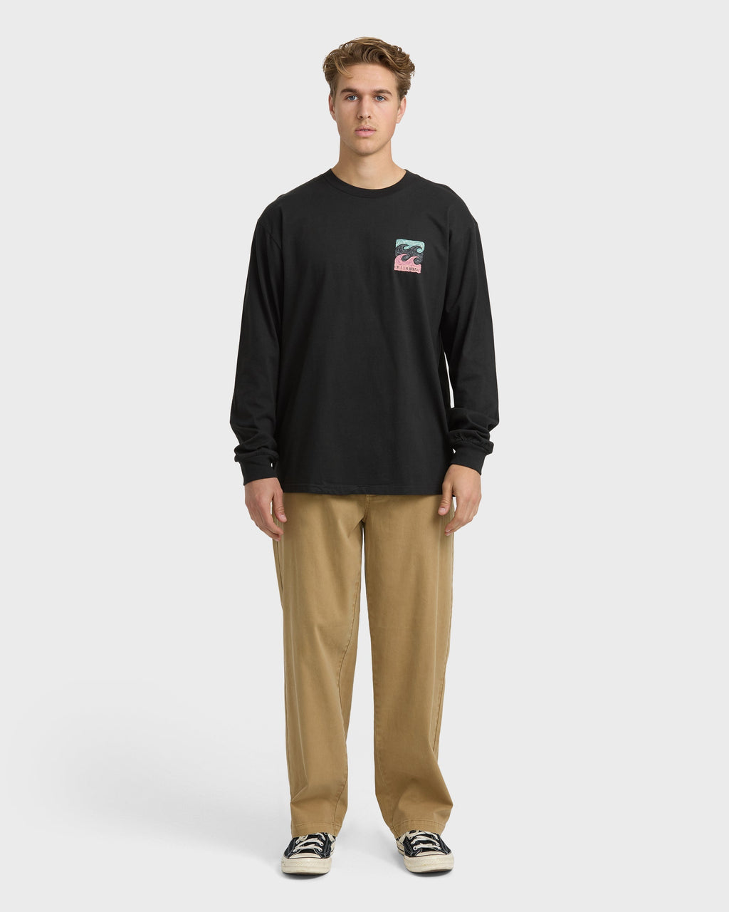 Billabong Crayon Wave Regular Long Sleeve T-Shirt - Washed Black