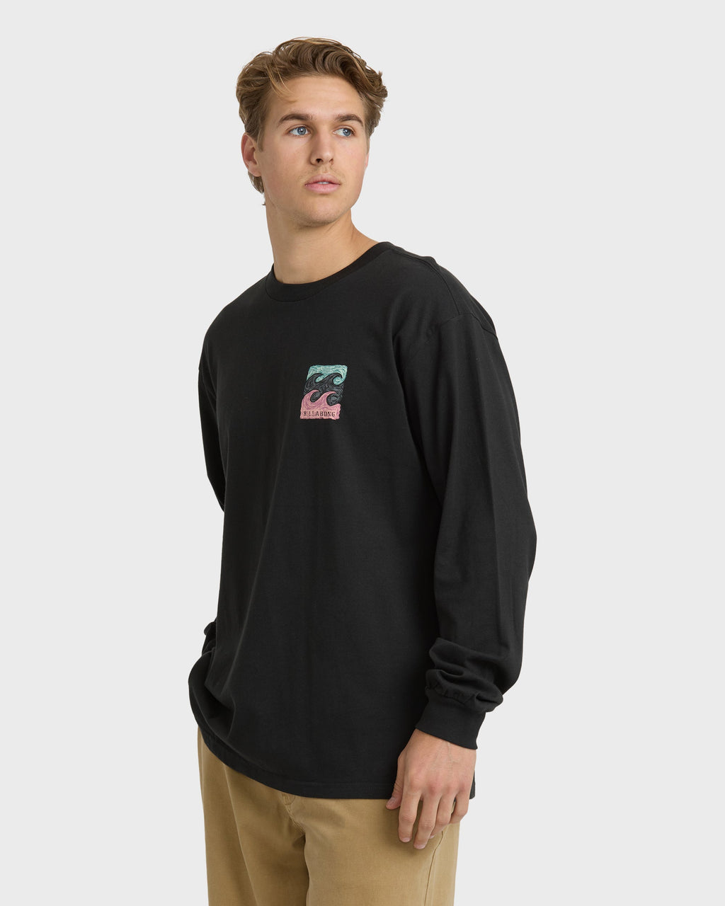 Billabong Crayon Wave Regular Long Sleeve T-Shirt - Washed Black