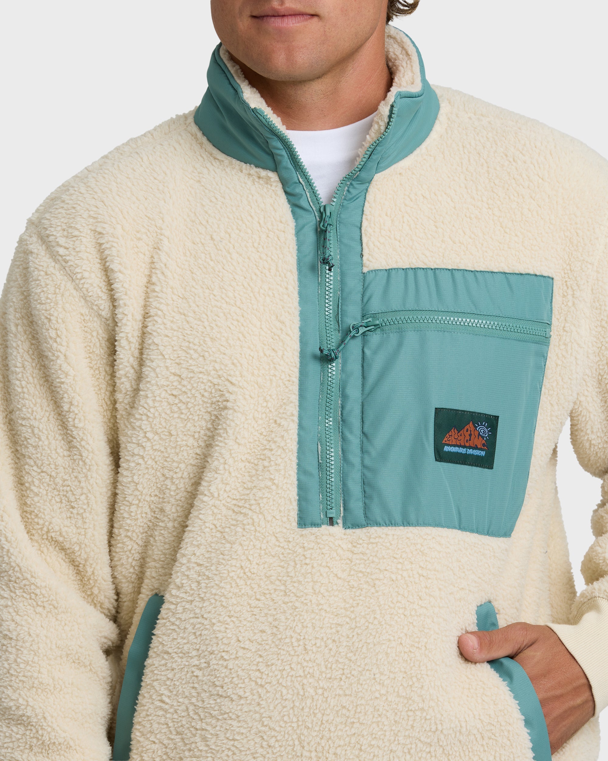 Billabong Boundary Peak Mock Neck Sherpa Fleece - Oatmeal