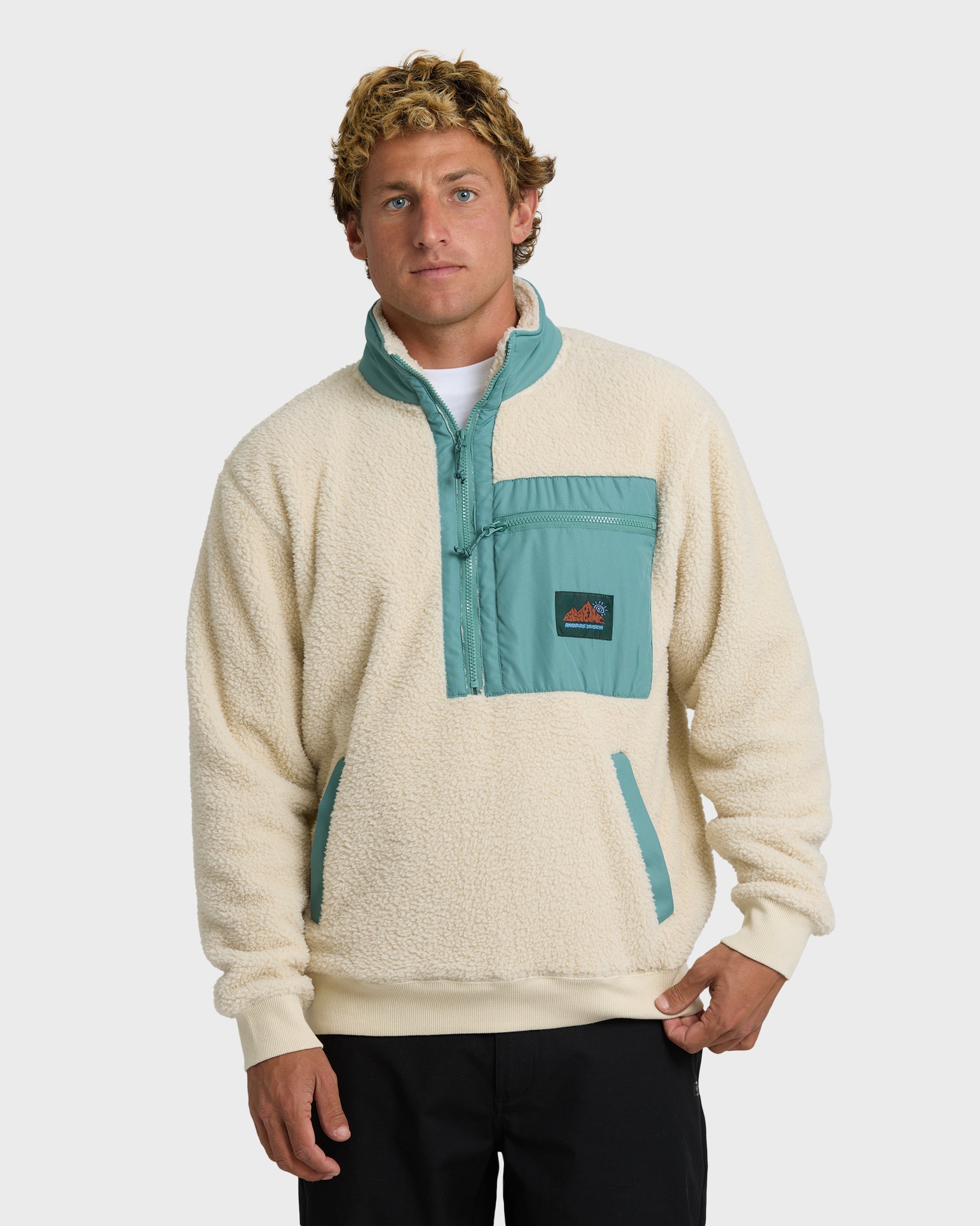 Billabong Boundary Peak Mock Neck Sherpa Fleece - Oatmeal