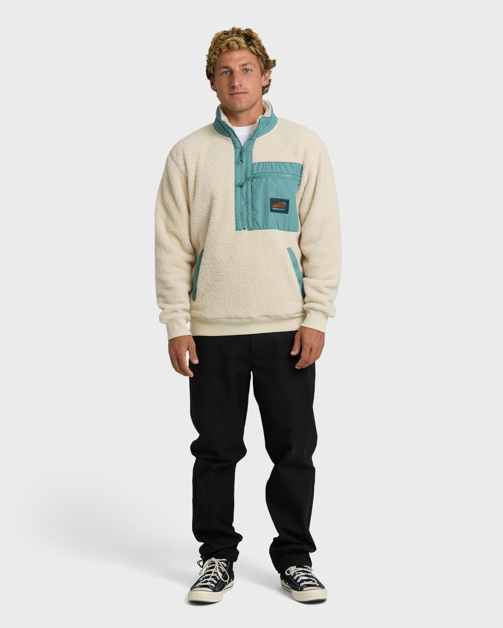 Billabong Boundary Peak Mock Neck Sherpa Fleece - Oatmeal