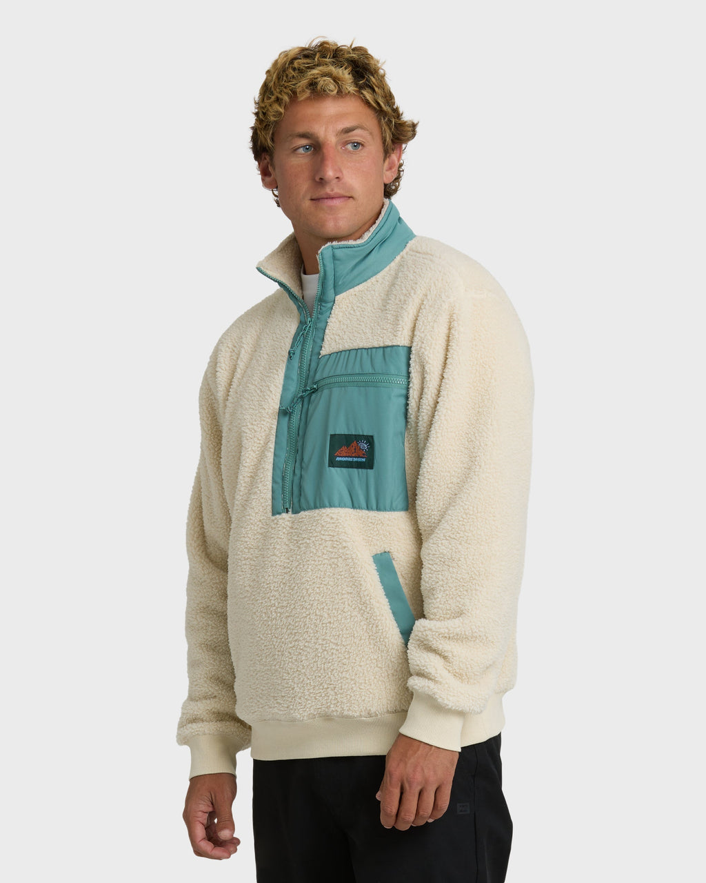 Billabong Boundary Peak Mock Neck Sherpa Fleece - Oatmeal