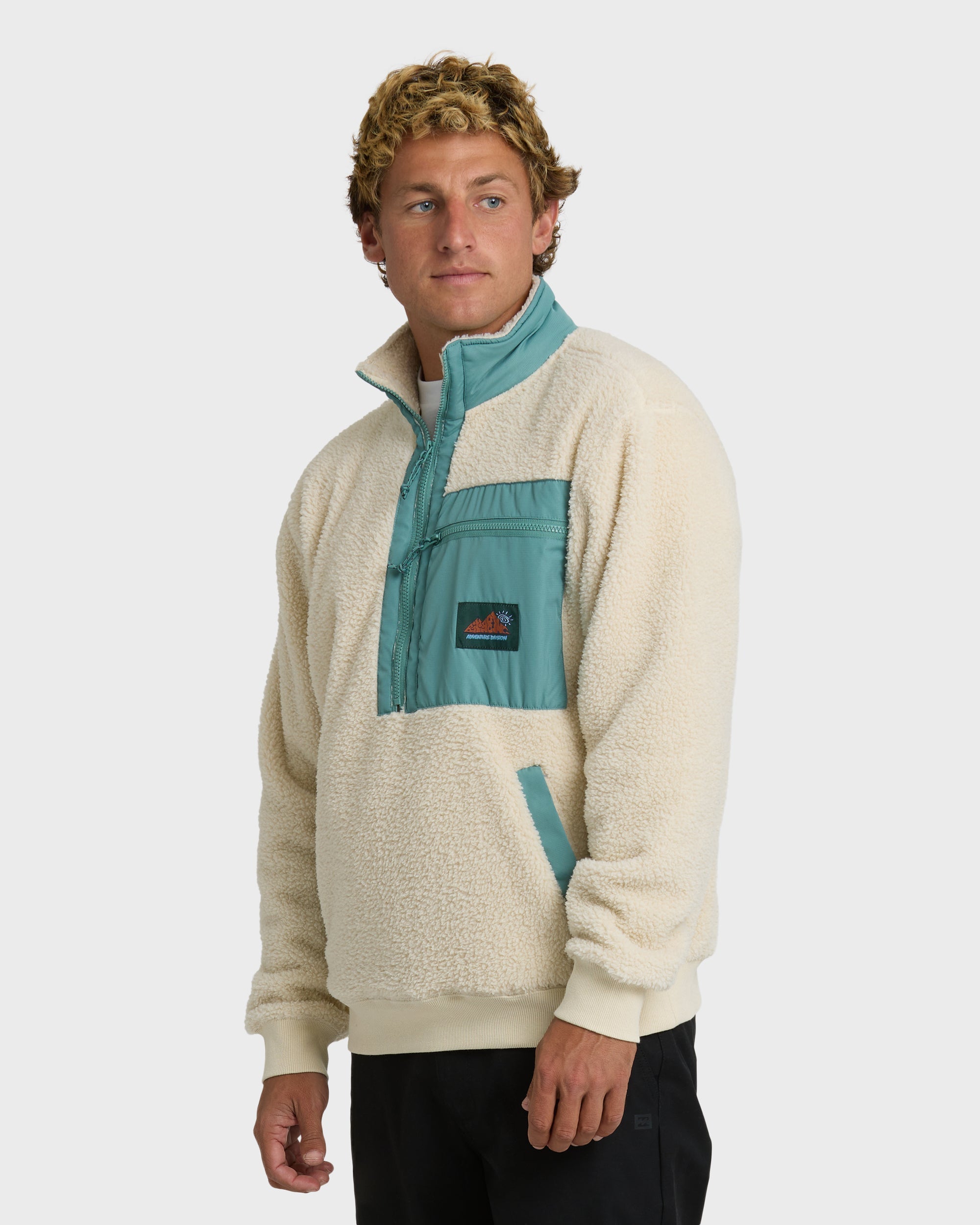 Billabong Boundary Peak Mock Neck Sherpa Fleece - Oatmeal
