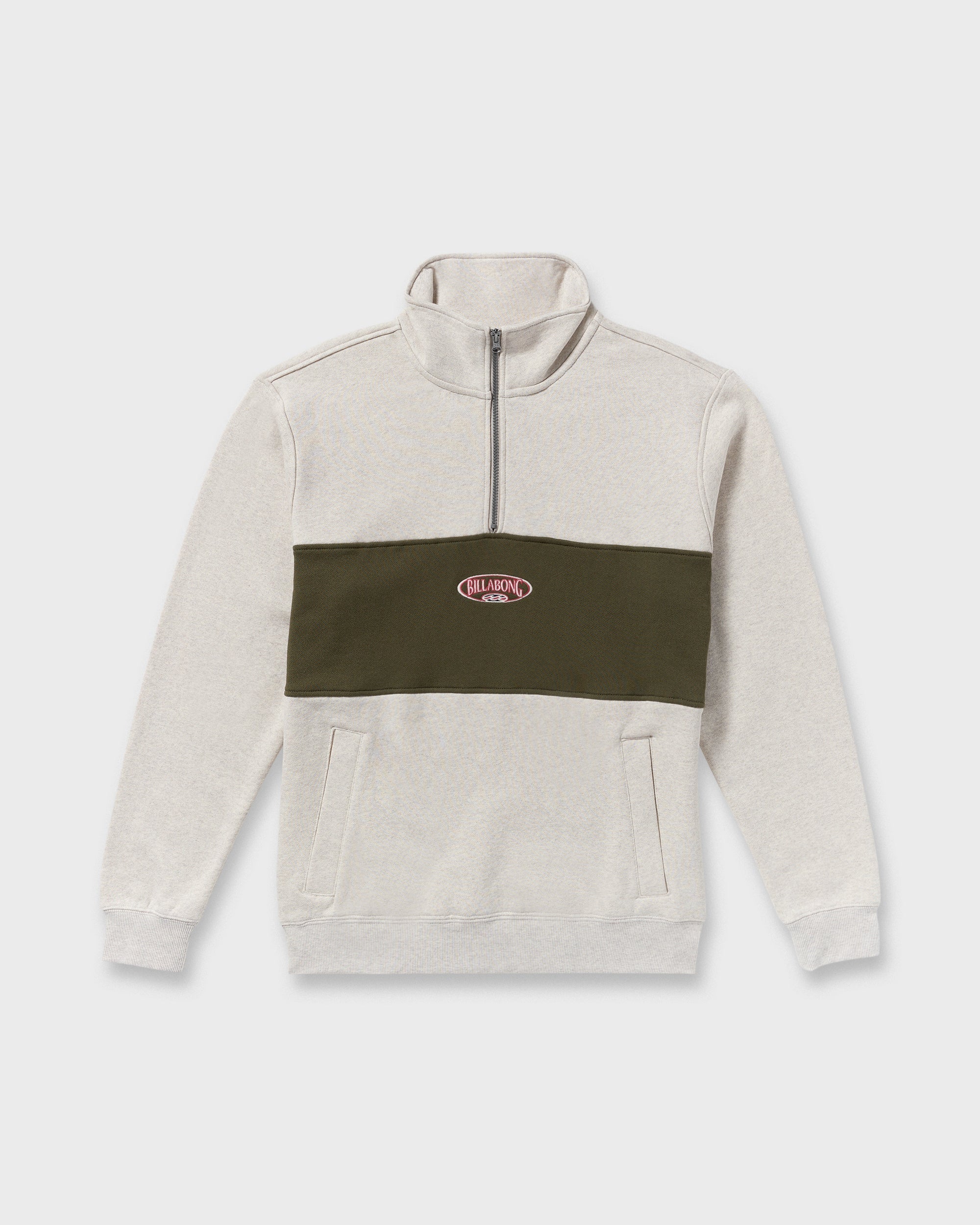 Billabong Bad Dog 3/4 Zip Mockneck Sweatshirt - Sand Htr