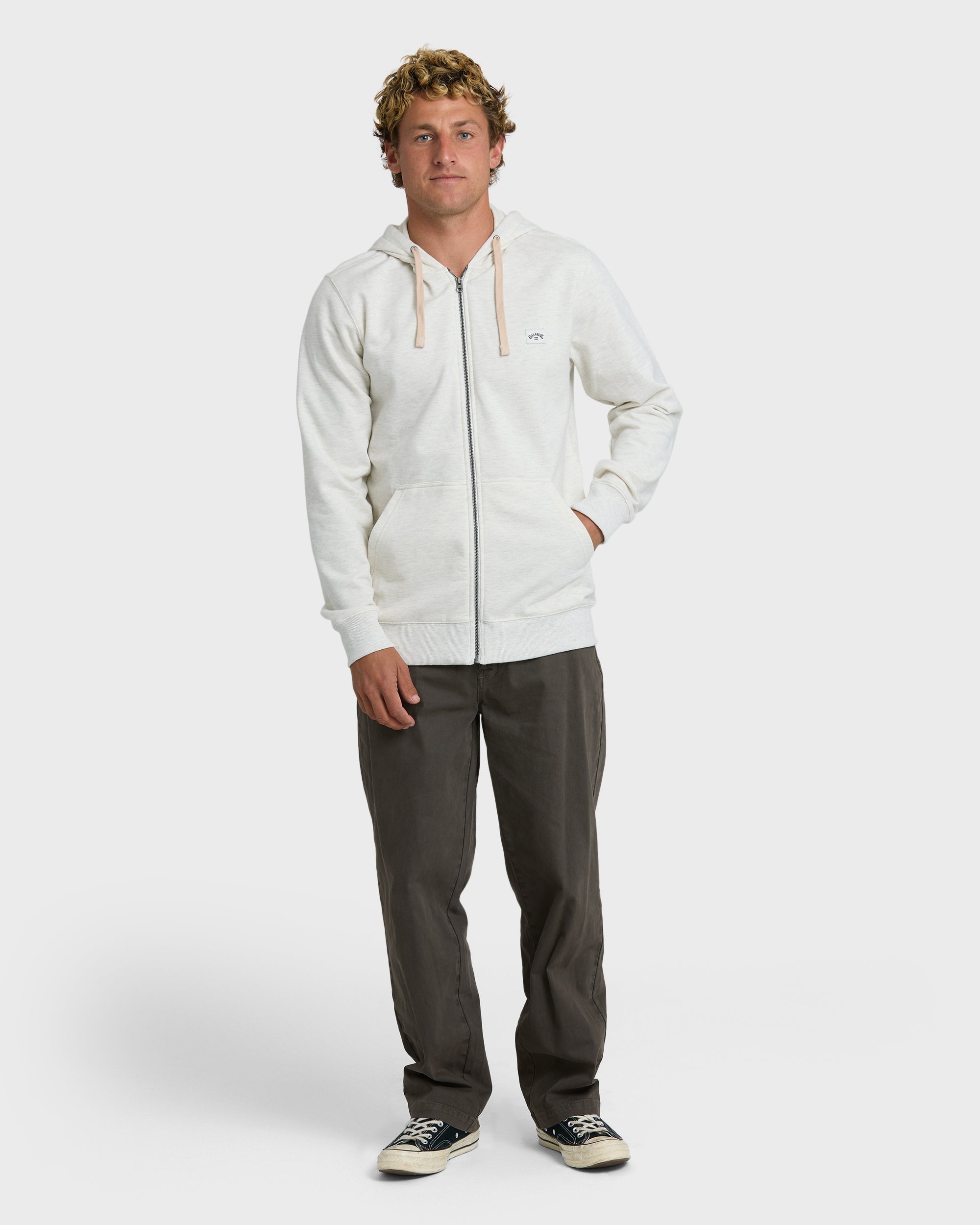 Billabong All Day Zip Front Hoodie - Light Gray Heather