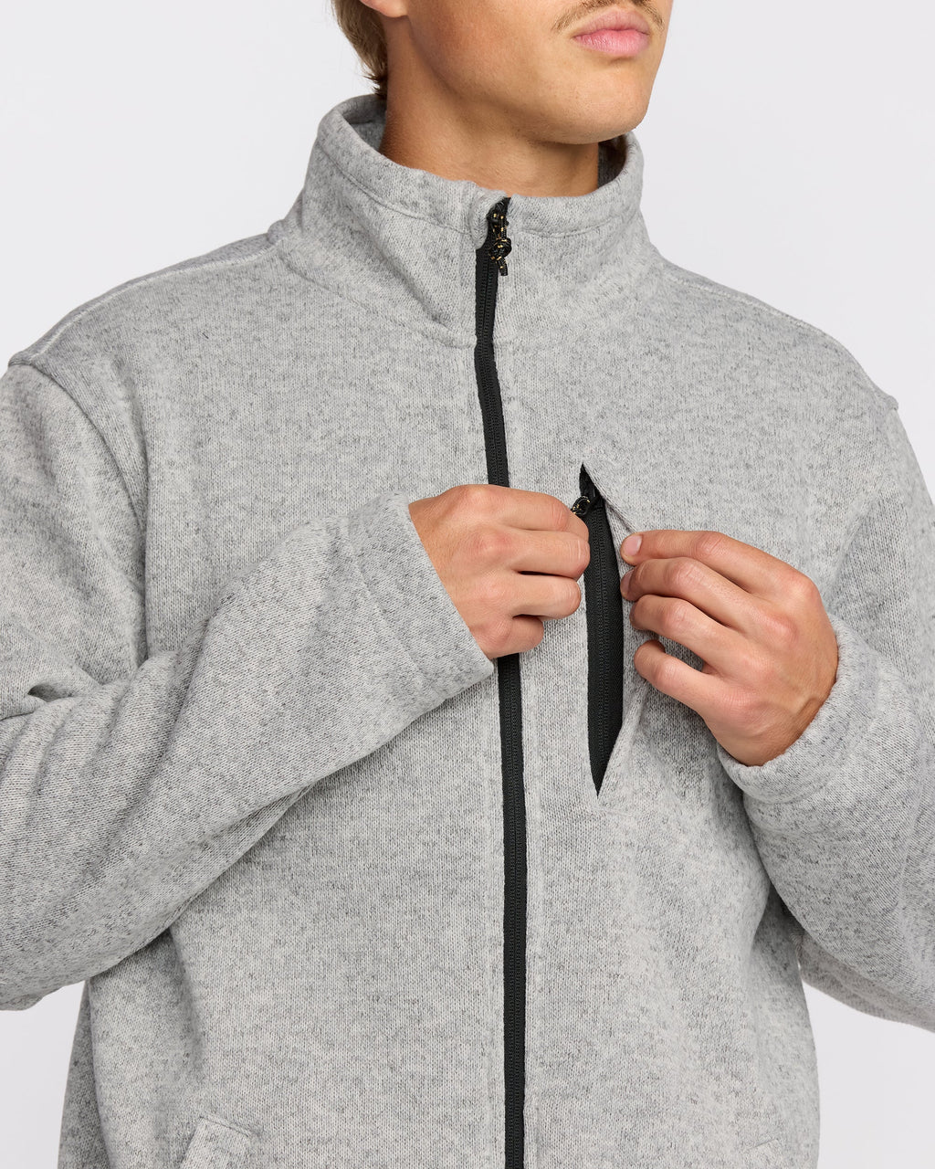 Billabong Boundary Mock Neck Zip Sweatshirt - Grey Htr