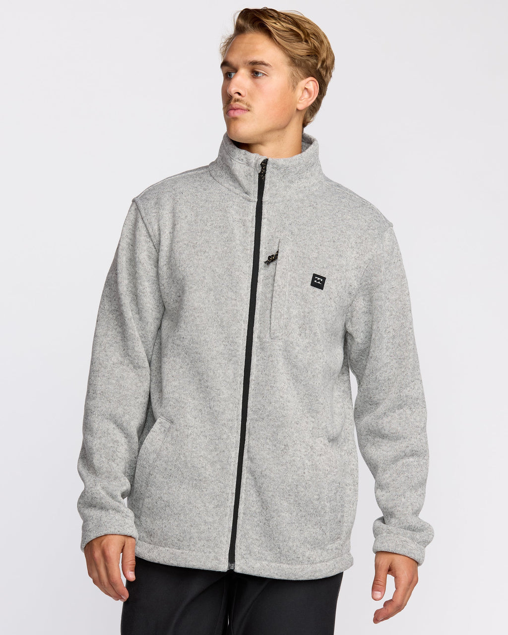 Billabong Boundary Mock Neck Zip Sweatshirt - Grey Htr