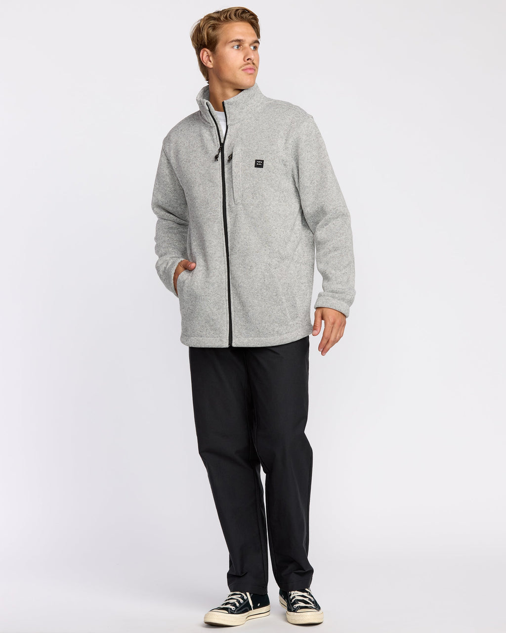 Billabong Boundary Mock Neck Zip Sweatshirt - Grey Htr