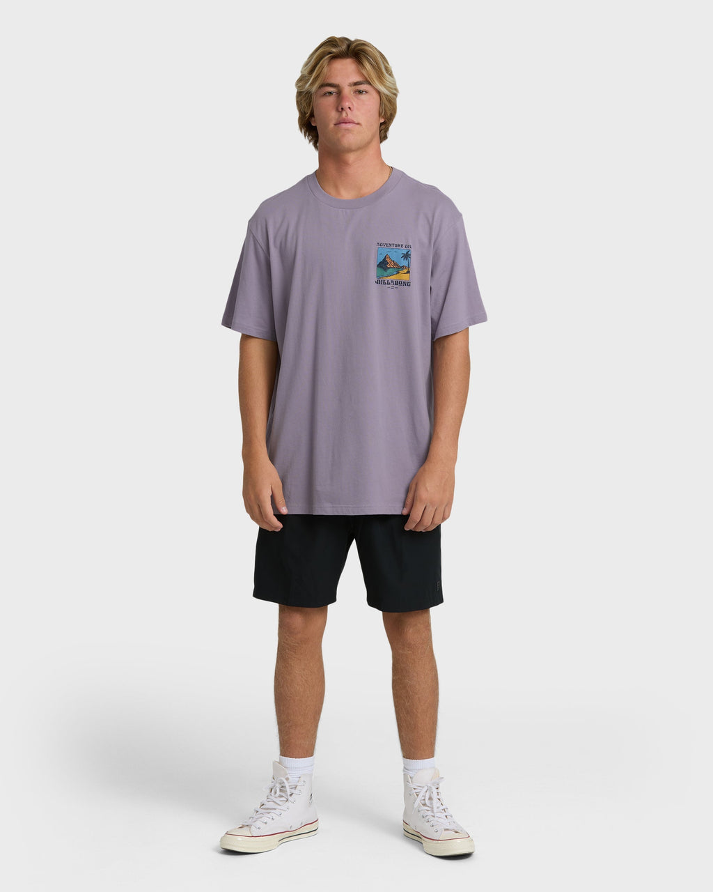 Billabong Post Cards Adiv Premium Short Sleeve T-Shirt - Purple Ash