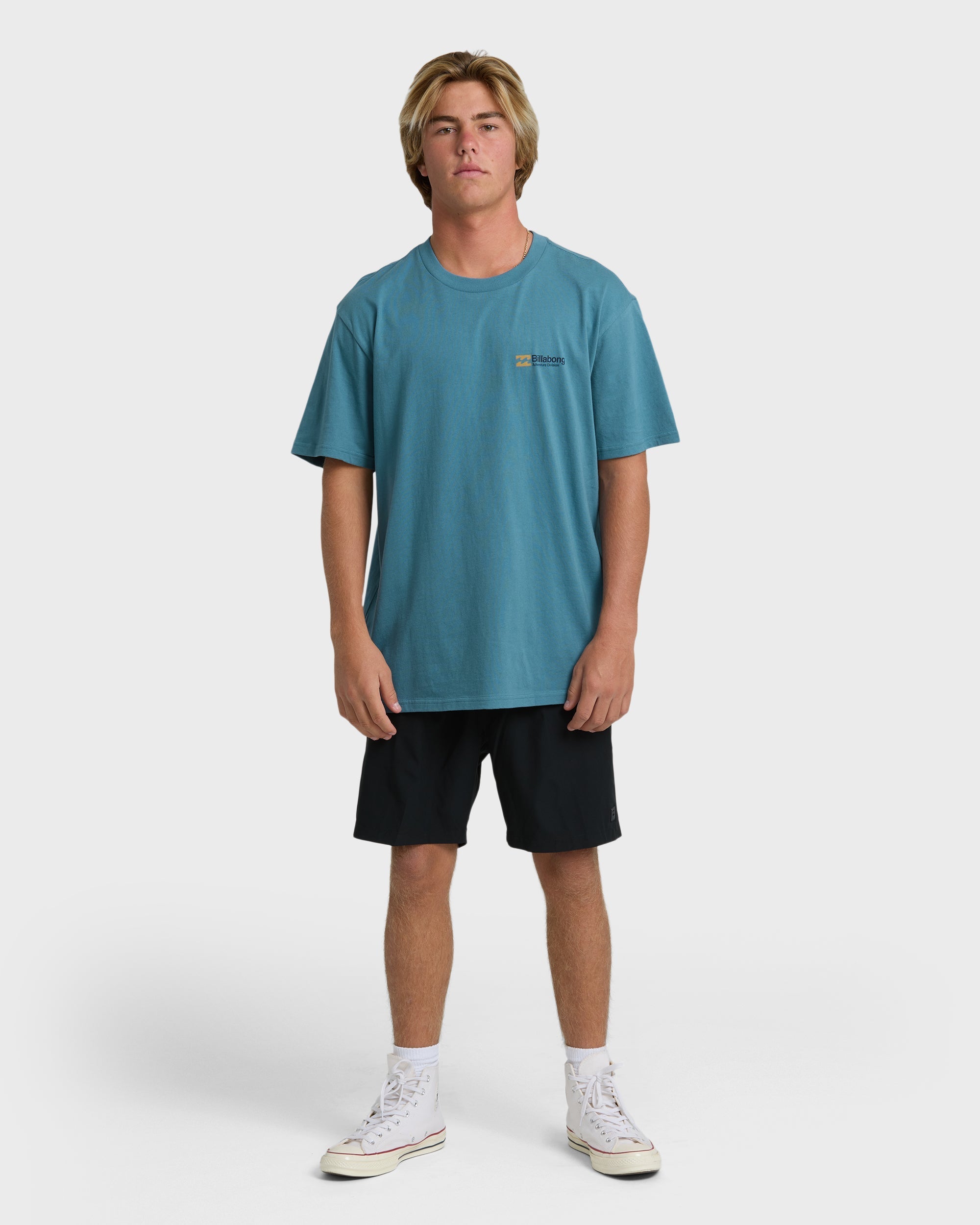 Billabong Make Tracks Adiv Premium Short Sleeve T-Shirt - Vintage Blue