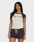 Billabong Des Tropic Short Sleeve Raglan Top - White Cap