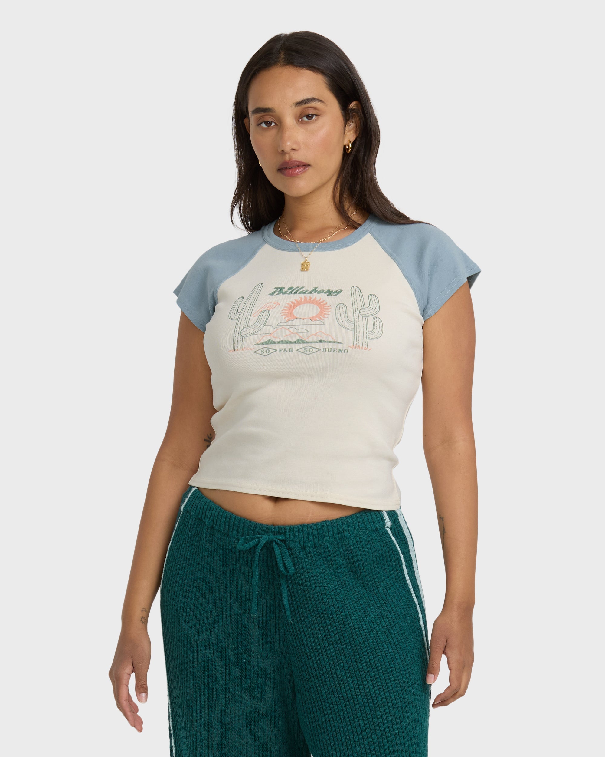 Billabong Forever Had Short Sleeve Raglan Tee - Mineral Blue