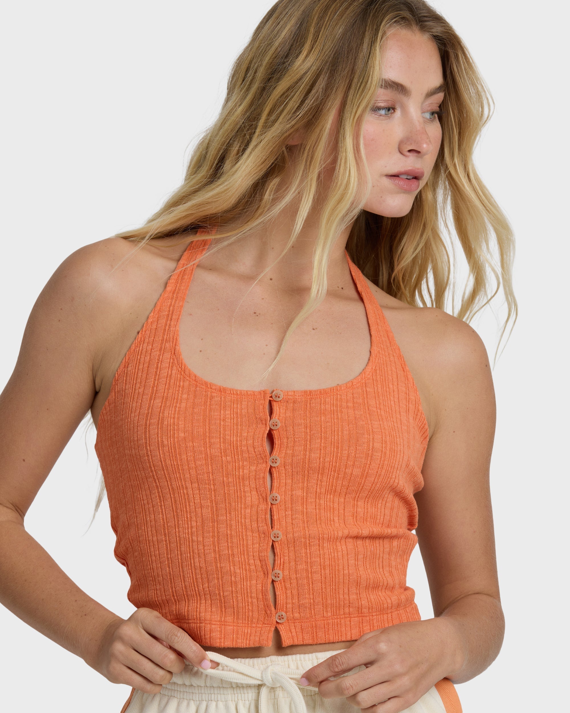 Billabong Friday Night Knit Halter Top - Saffron