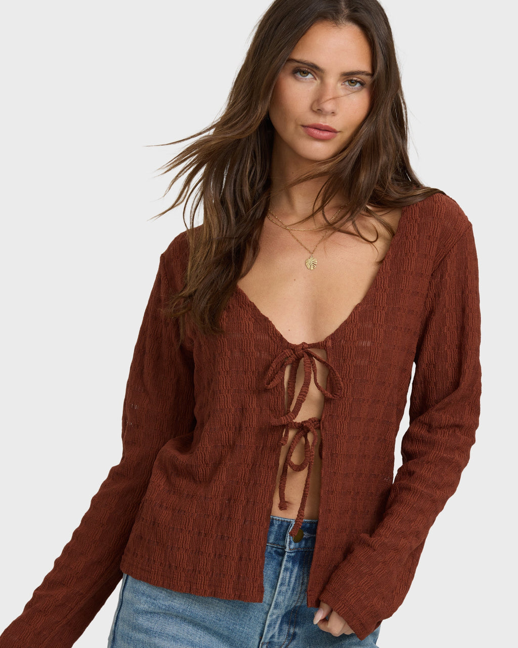 Billabong Havana Long Sleeve Knit Top - Cowhide